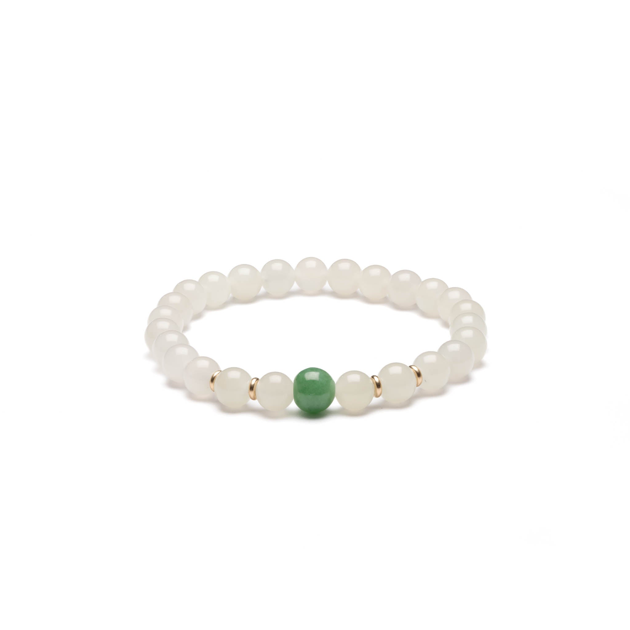 Aura Snow Jade Bracelet with Burmese Green Jade - Image 3