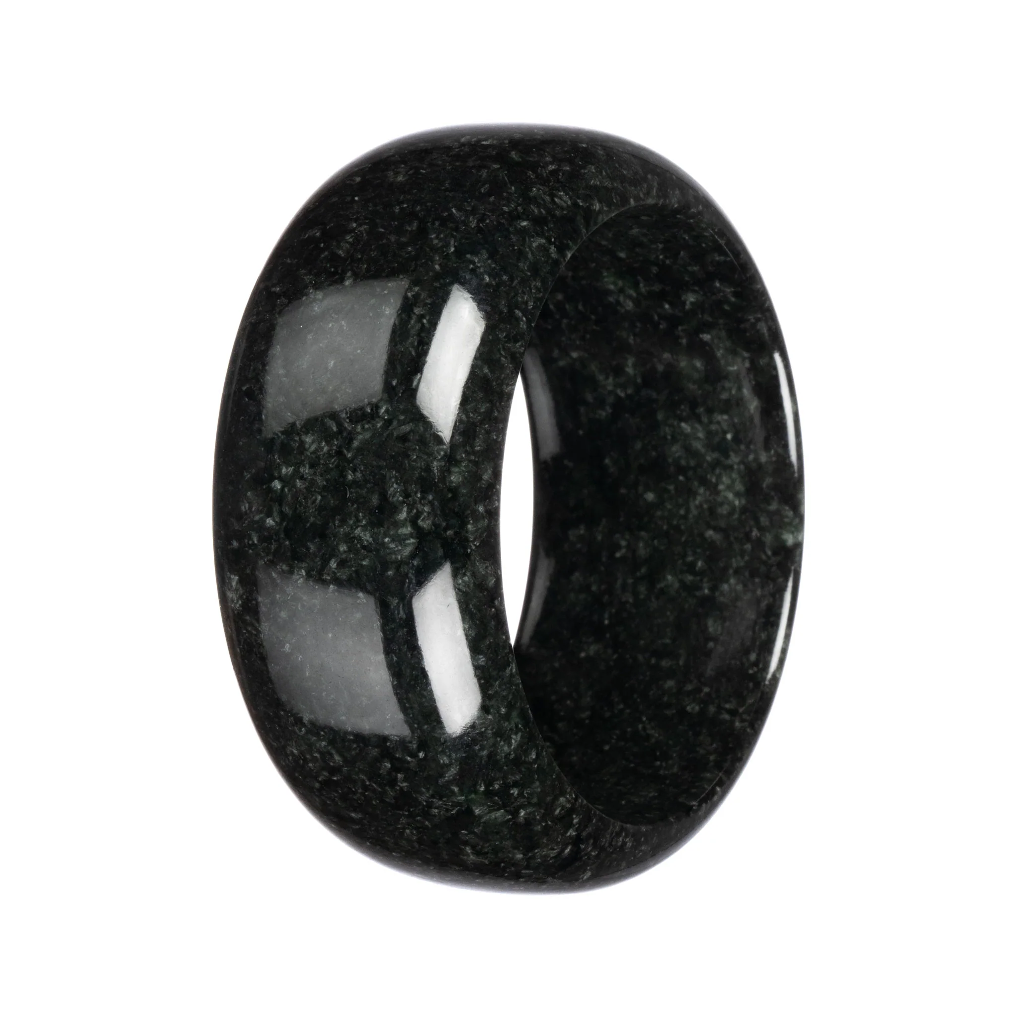 Authentic Black Burma Jade Bangle - 62mm Half Moon - Image 2