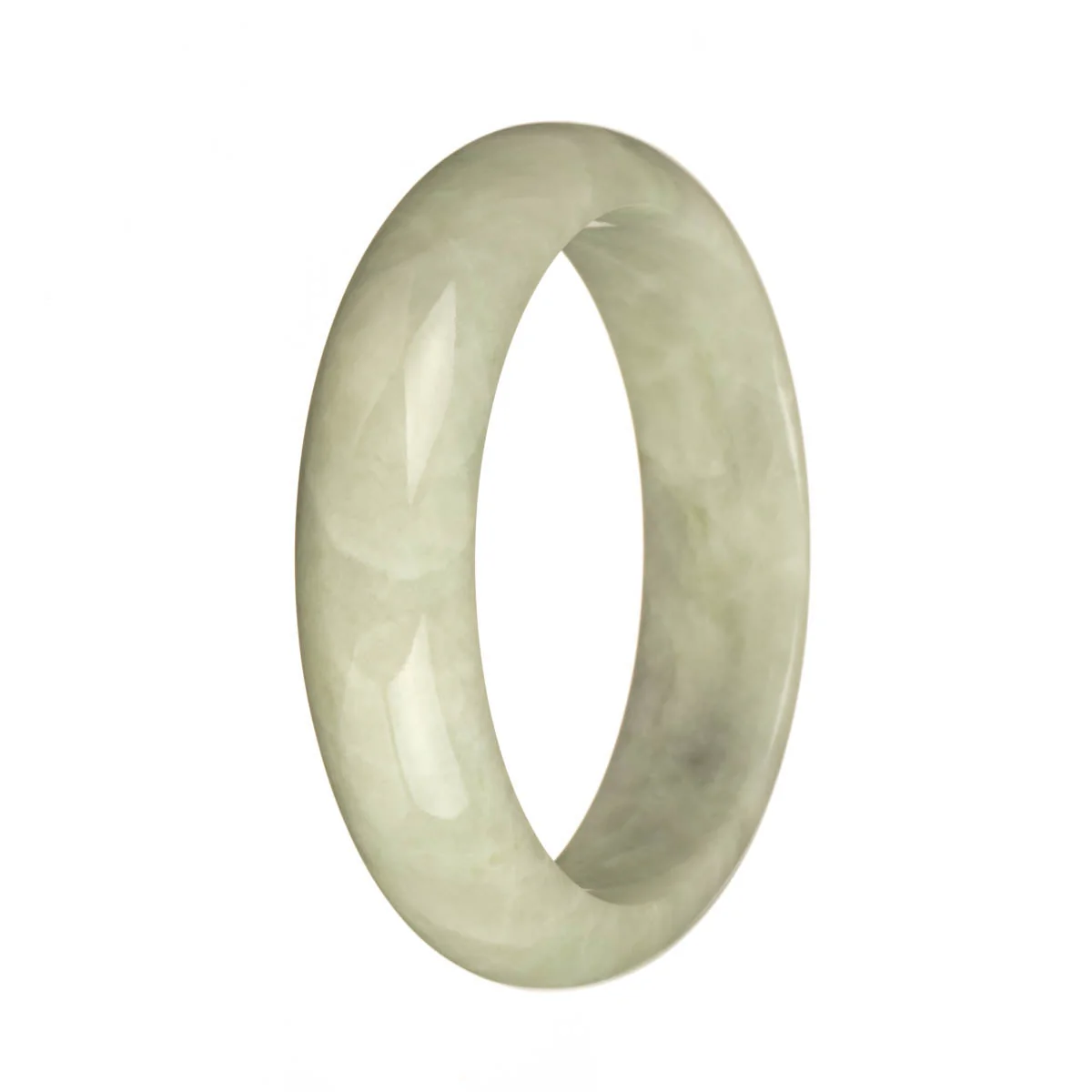Genuine Natural Light Grey Jadeite Jade Bangle - 59mm Half Moon - Image 3