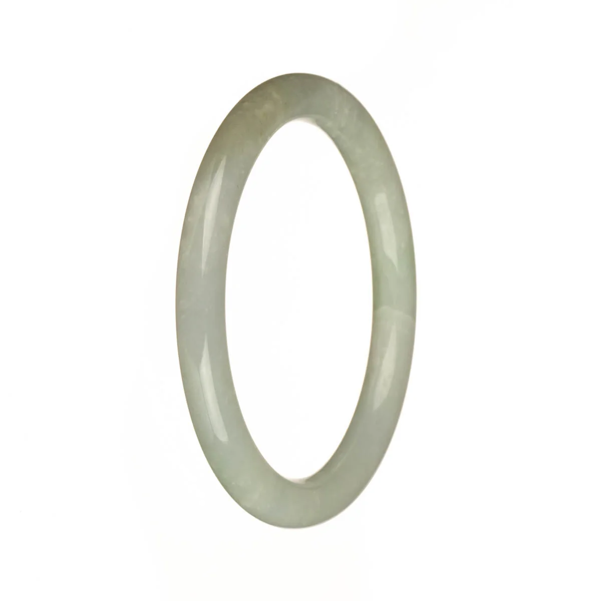 Authentic Natural White with Green Spots Jadeite Jade Bracelet - 56mm Petite Round