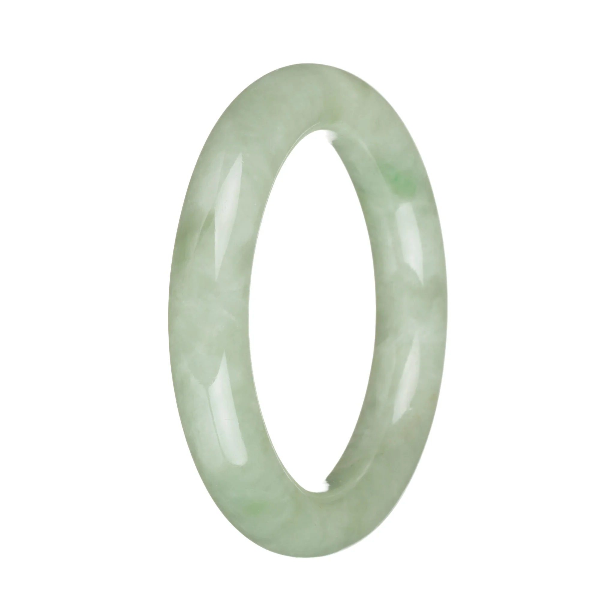 54.1mm Green with Apple Green Patch Jade Bangle Bracelet - Image 4