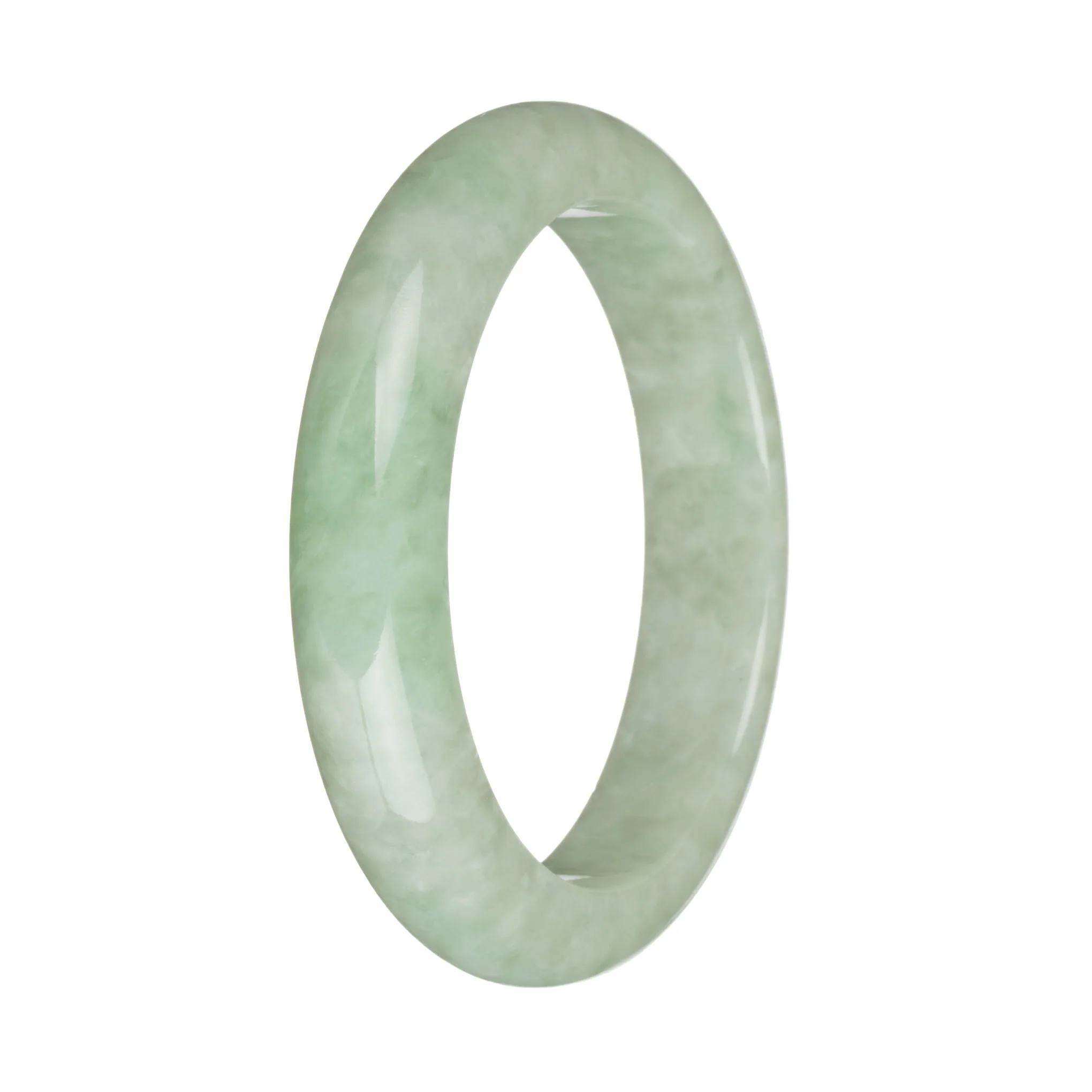 58.3mm Pale Green with Apple Green Jade Bangle Bracelet - Image 2