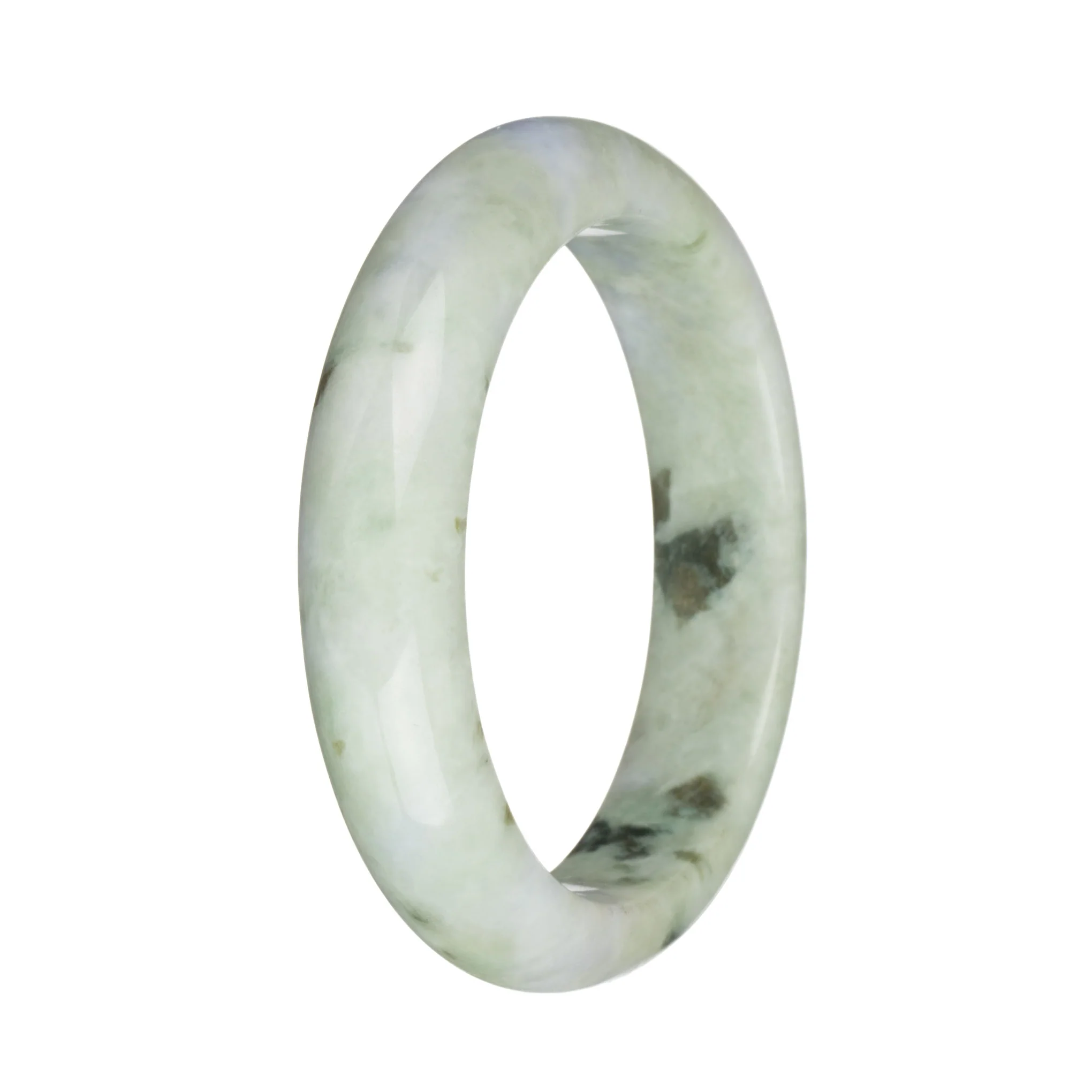 57.2mm Pale Green with Lavender and Dark Green Patterns Jade Bangle Bracelet