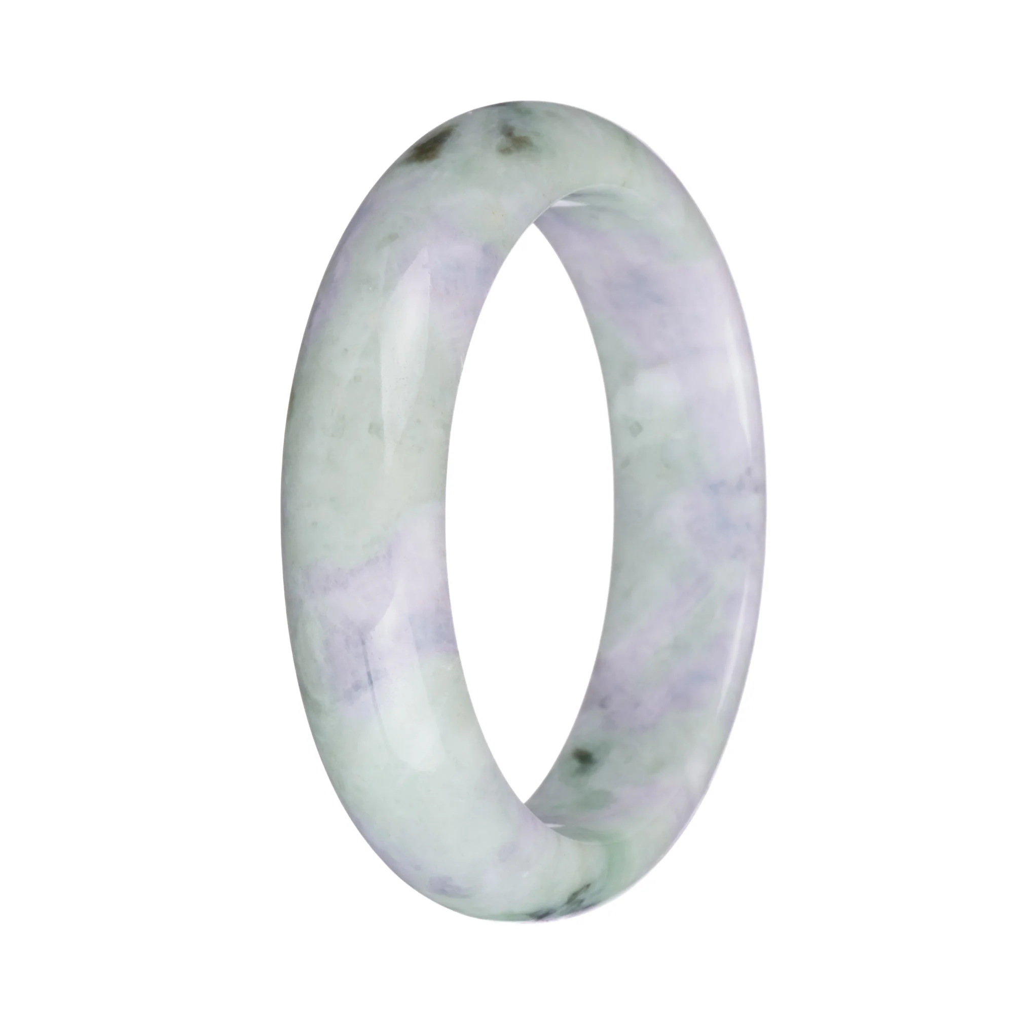 58.1mm Light Green with Lavender and Olive Green Patterns Jade Bangle Bracelet - Image 3