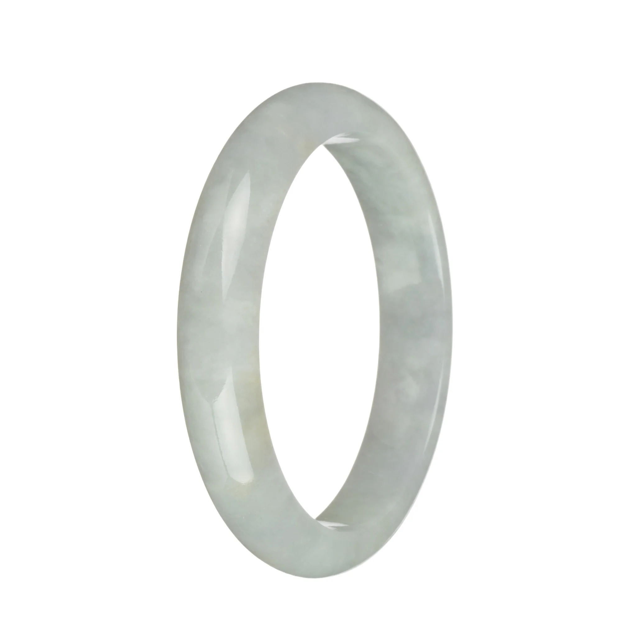 58.5mm Greyish White Jade Bangle Bracelet - Image 3