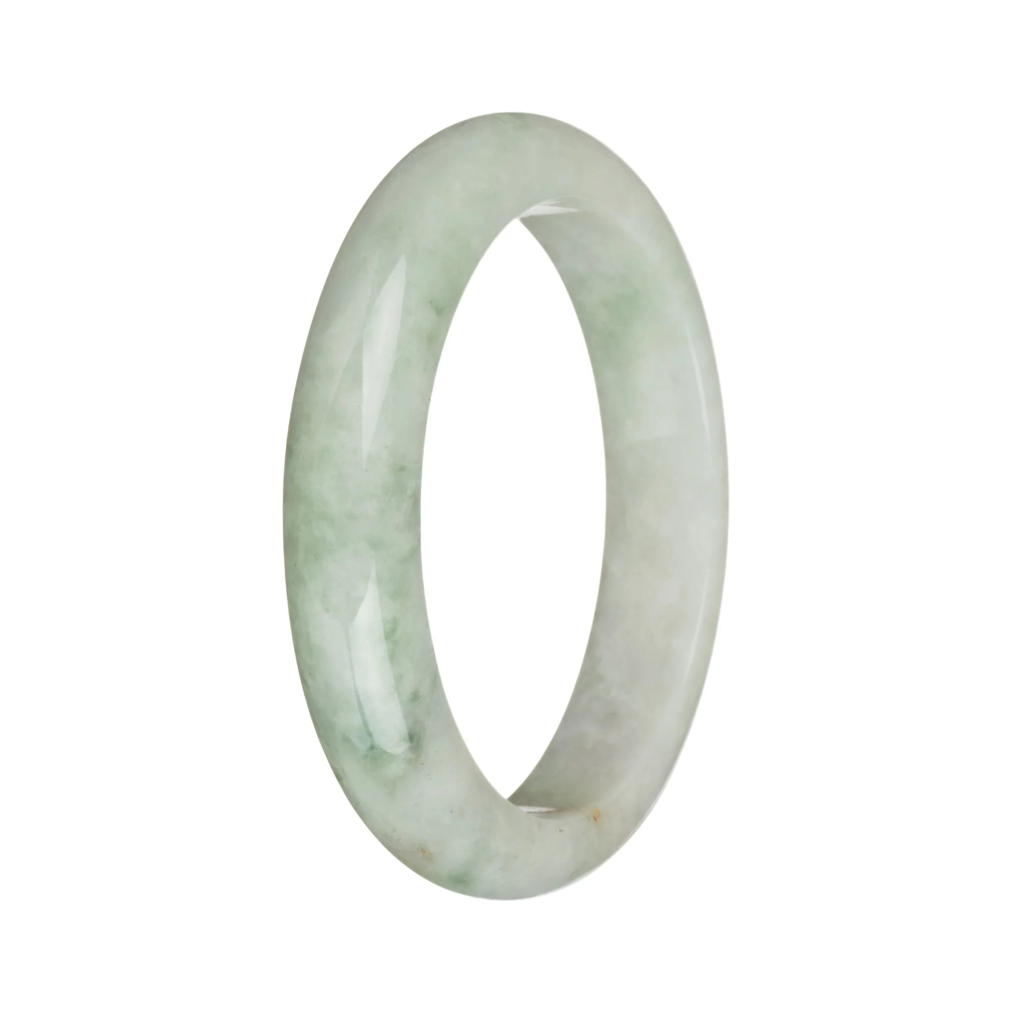 57.2mm Green and Greyish White with Brown Spots Jade Bangle Bracelet