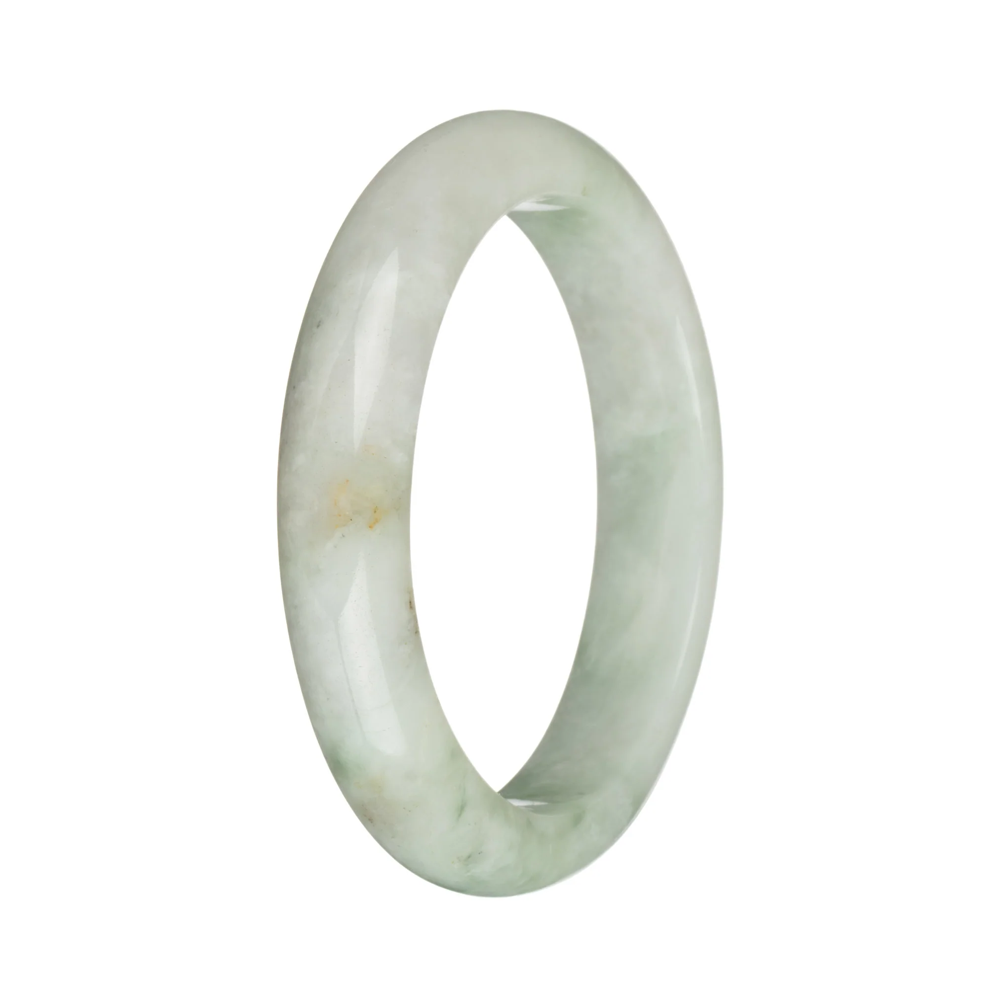 57.2mm Green and Greyish White with Brown Spots Jade Bangle Bracelet - Image 3
