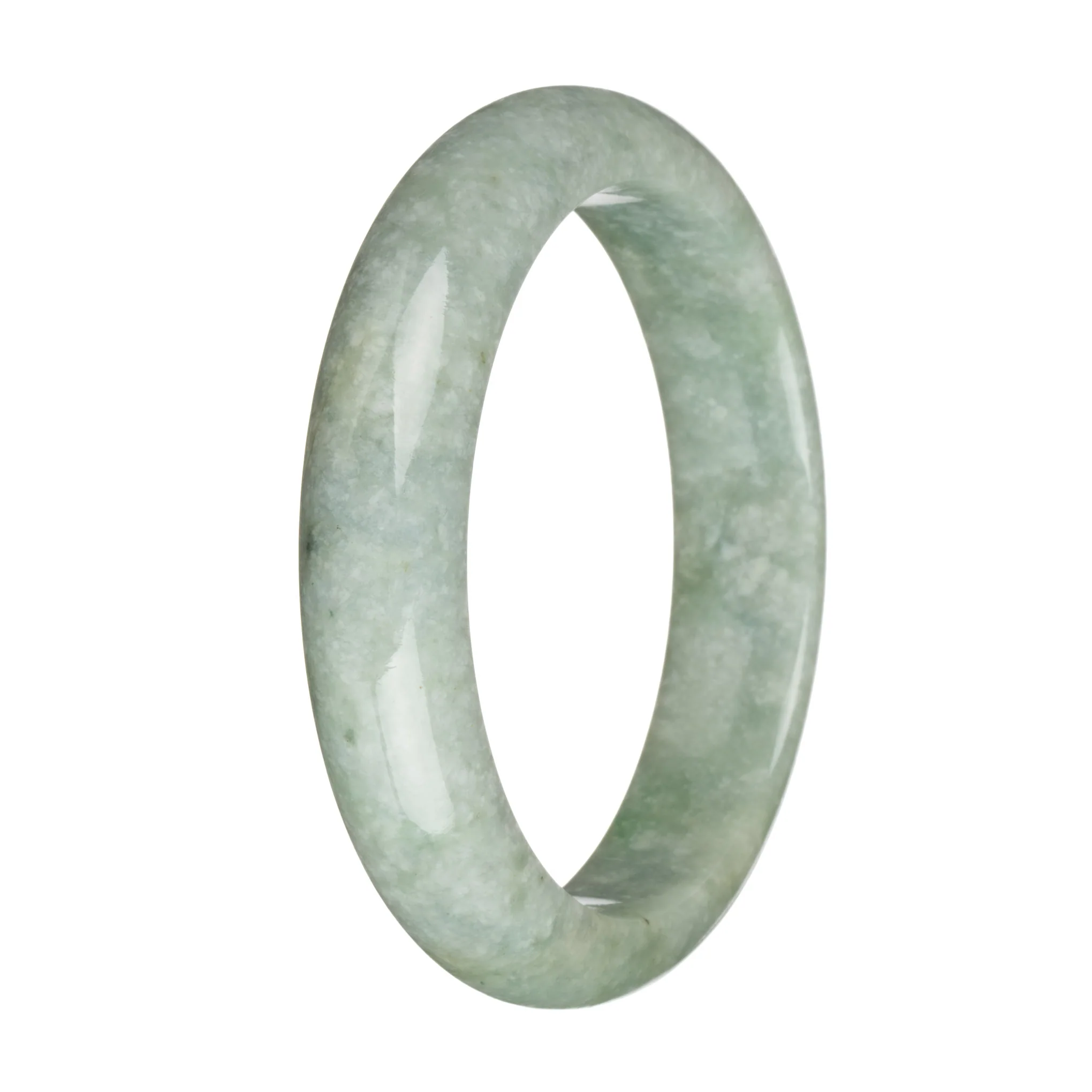61.8mm Greyish Green with Apple Green Patch Jade Bangle Bracelet - Image 3