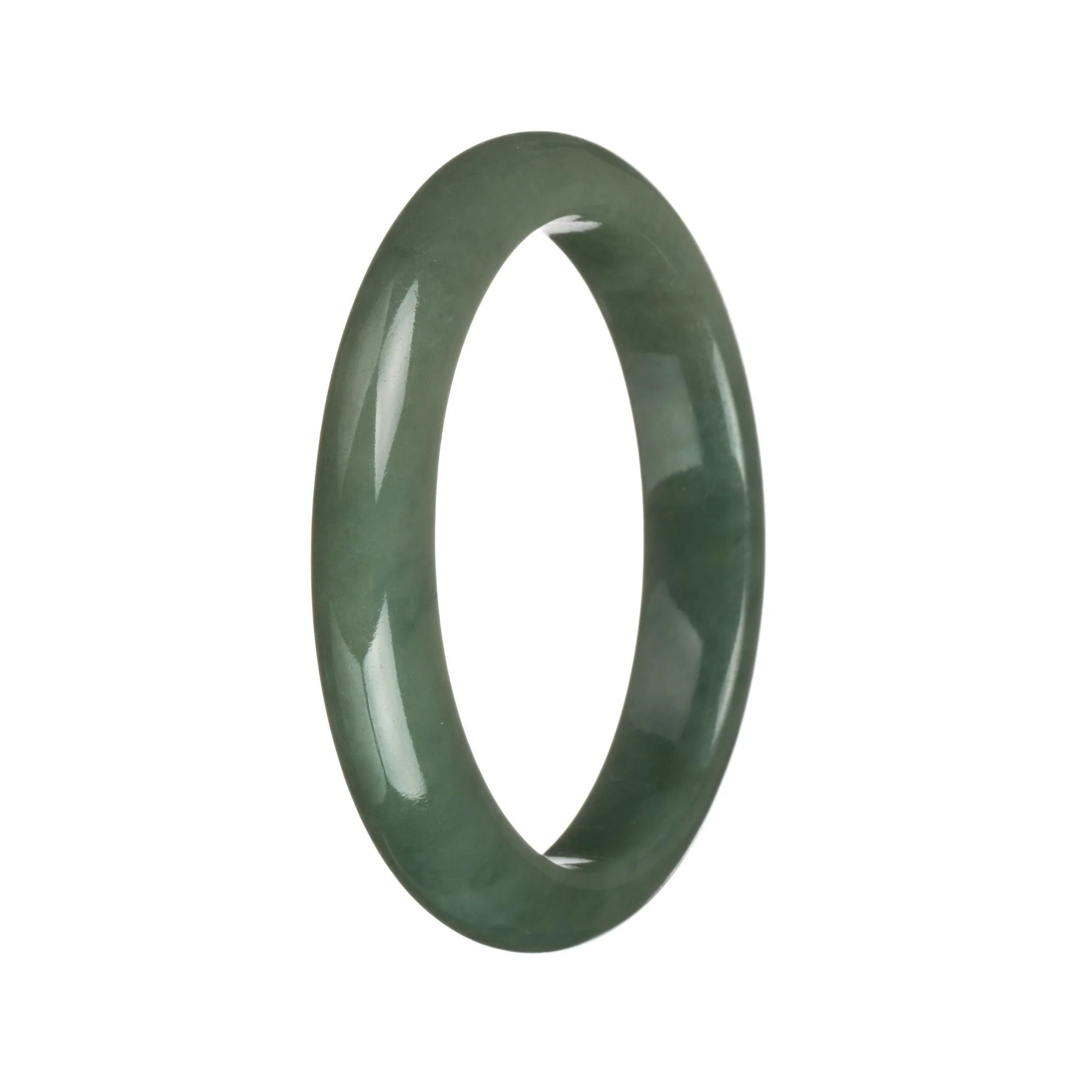 56.2mm Olive Green Jade Bangle Bracelet - Image 2