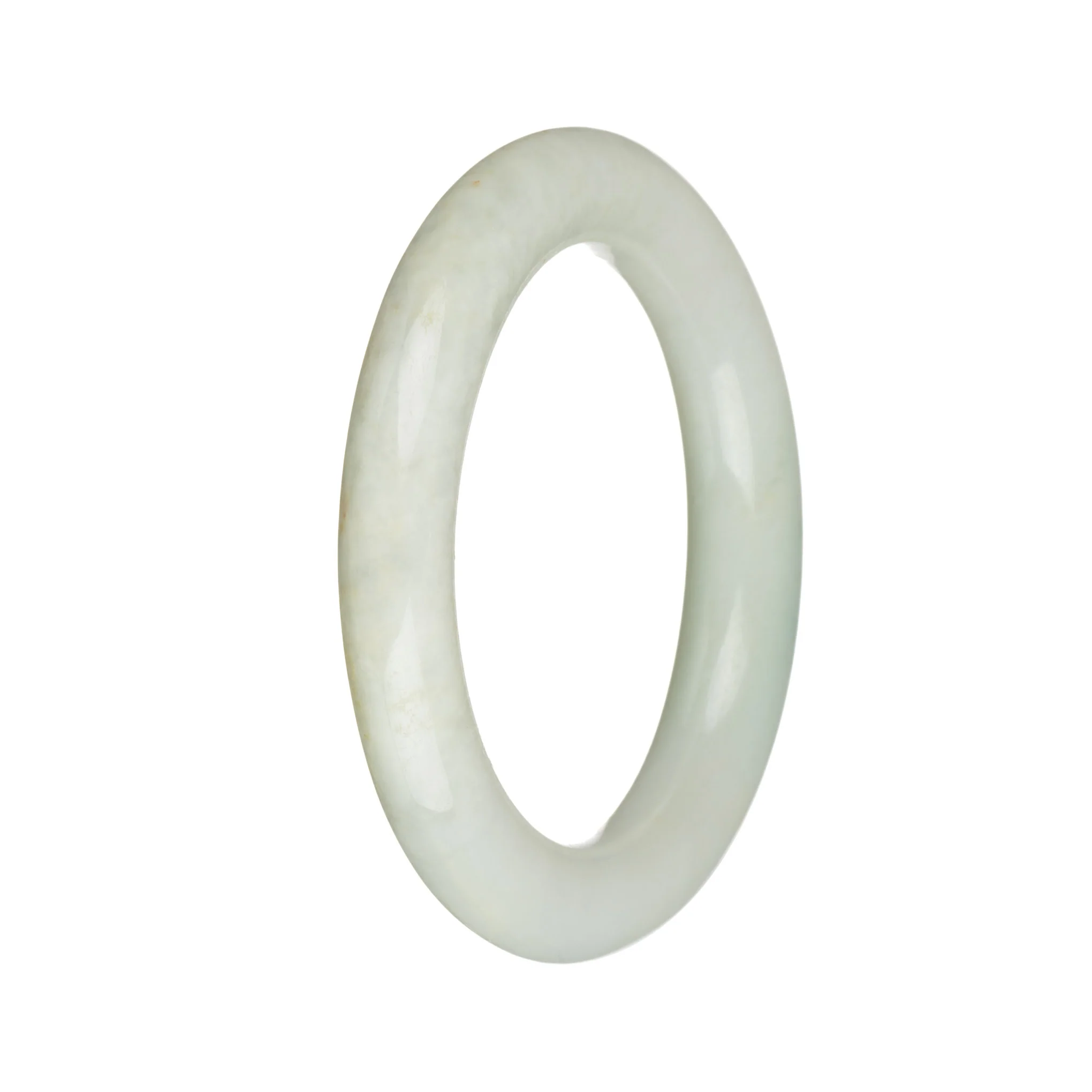 50.8mm White and Green Jade Bangle Bracelet - Image 2