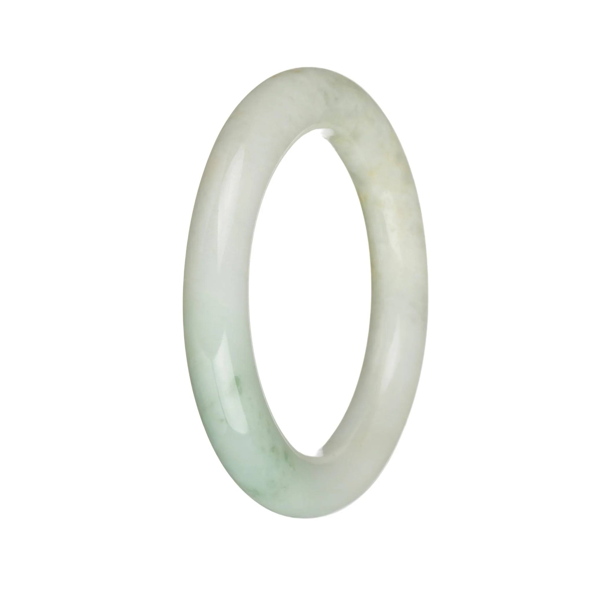 50.8mm White and Green Jade Bangle Bracelet - Image 3