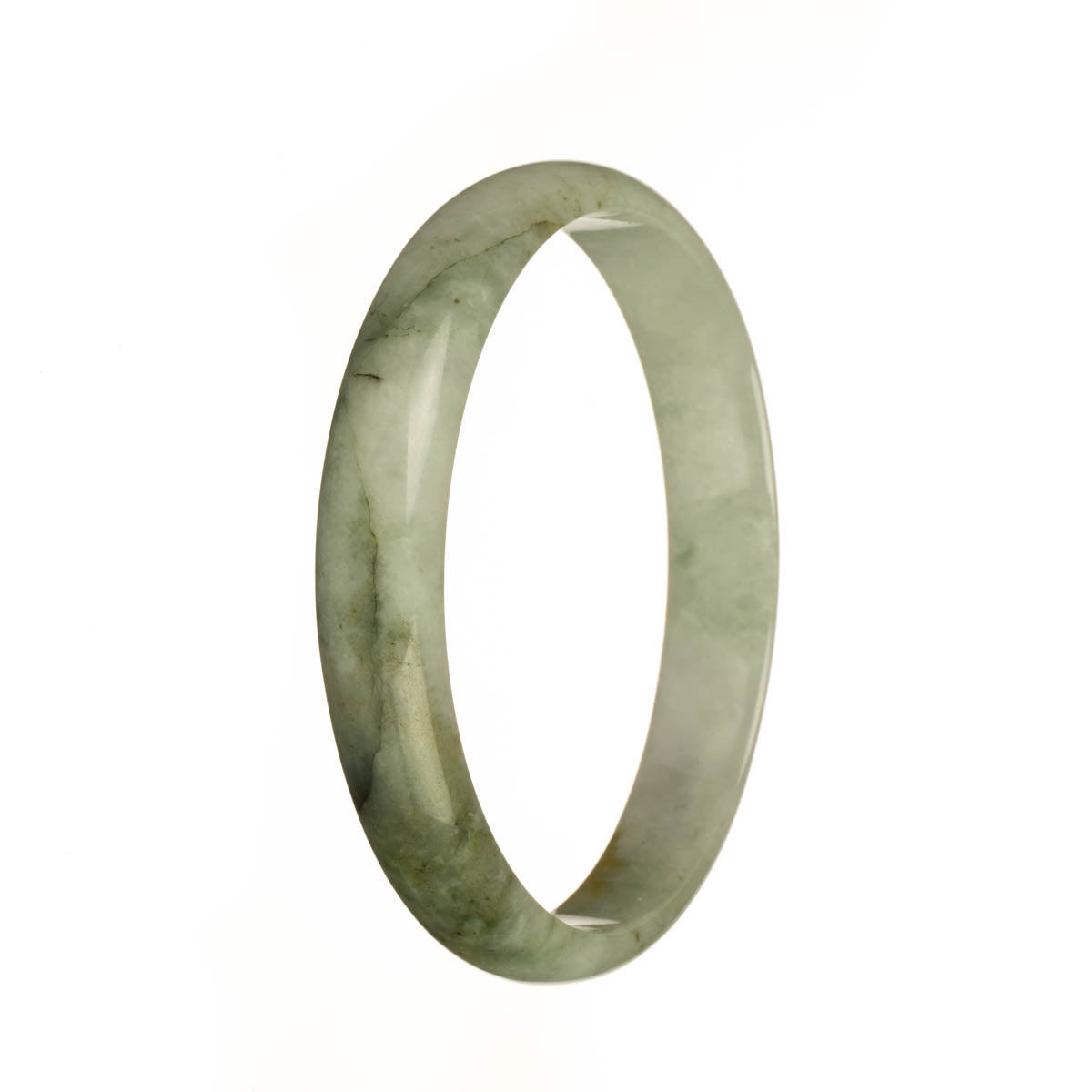 76.2mm White with Olive Green and Brown Patterns Jade Bangle Bracelet - Image 3
