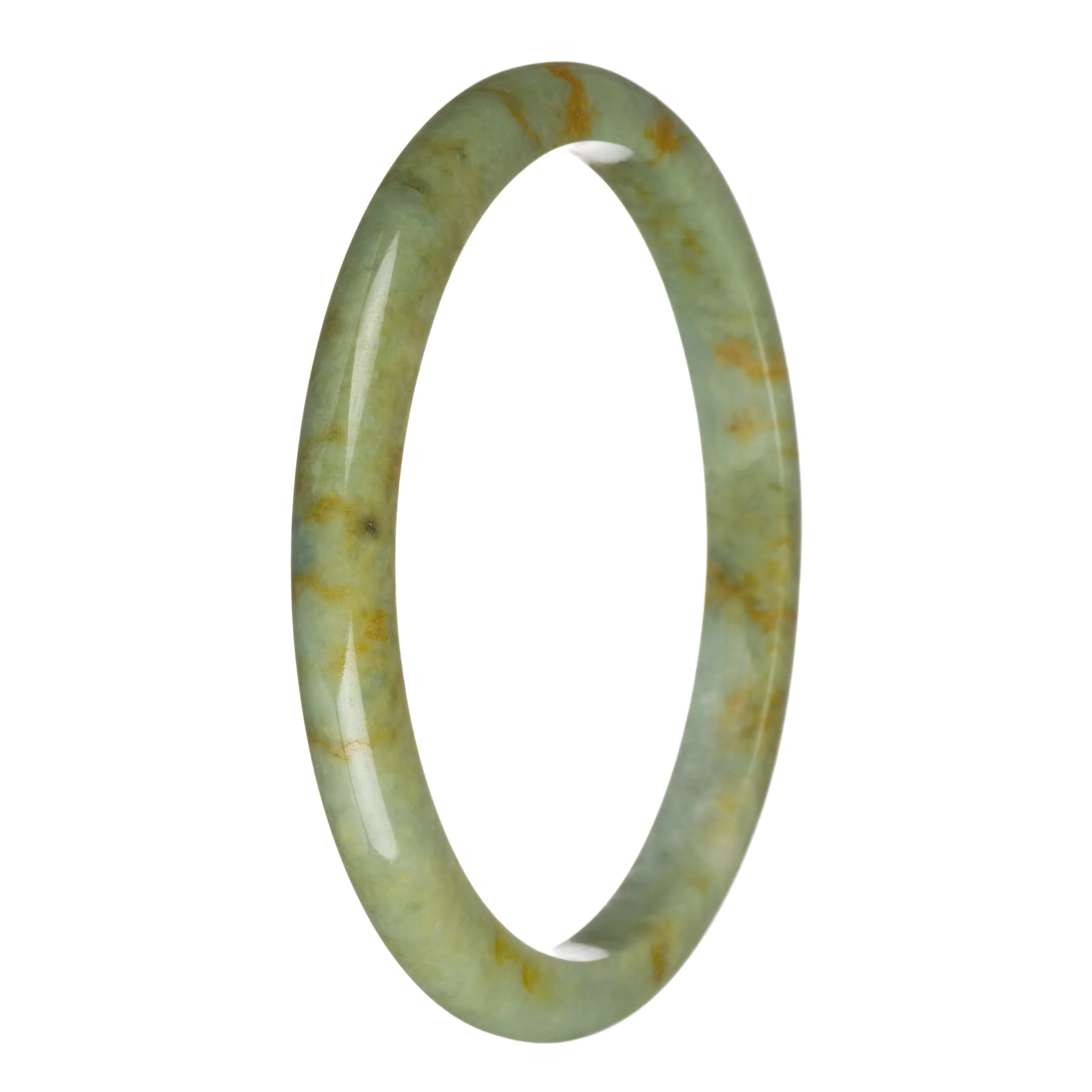 76.5mm Green with Brown Patterns Jade Bangle Bracelet - Image 2