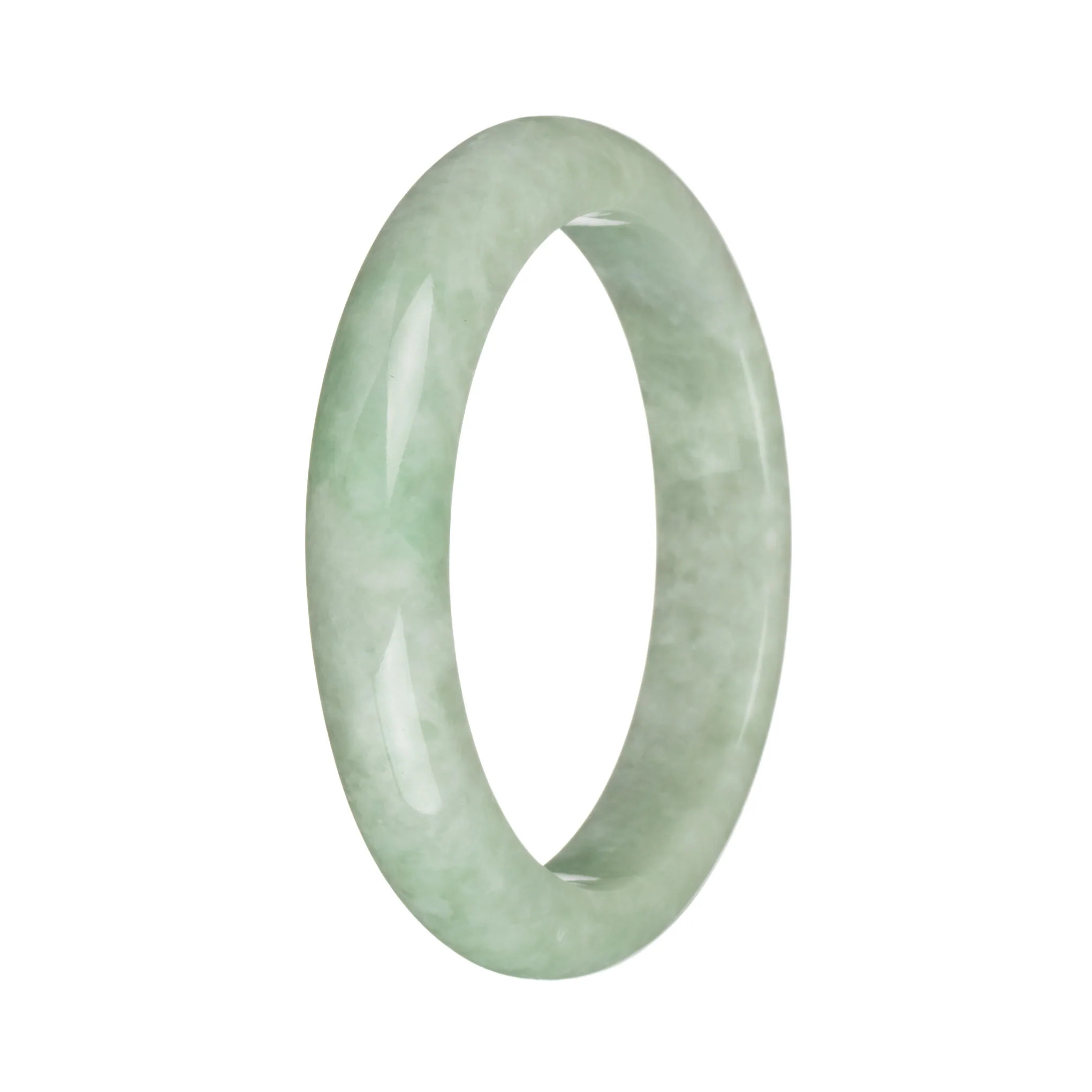 57.7mm Grey with Apple Green Patterns Jade Bangle Bracelet - Image 2