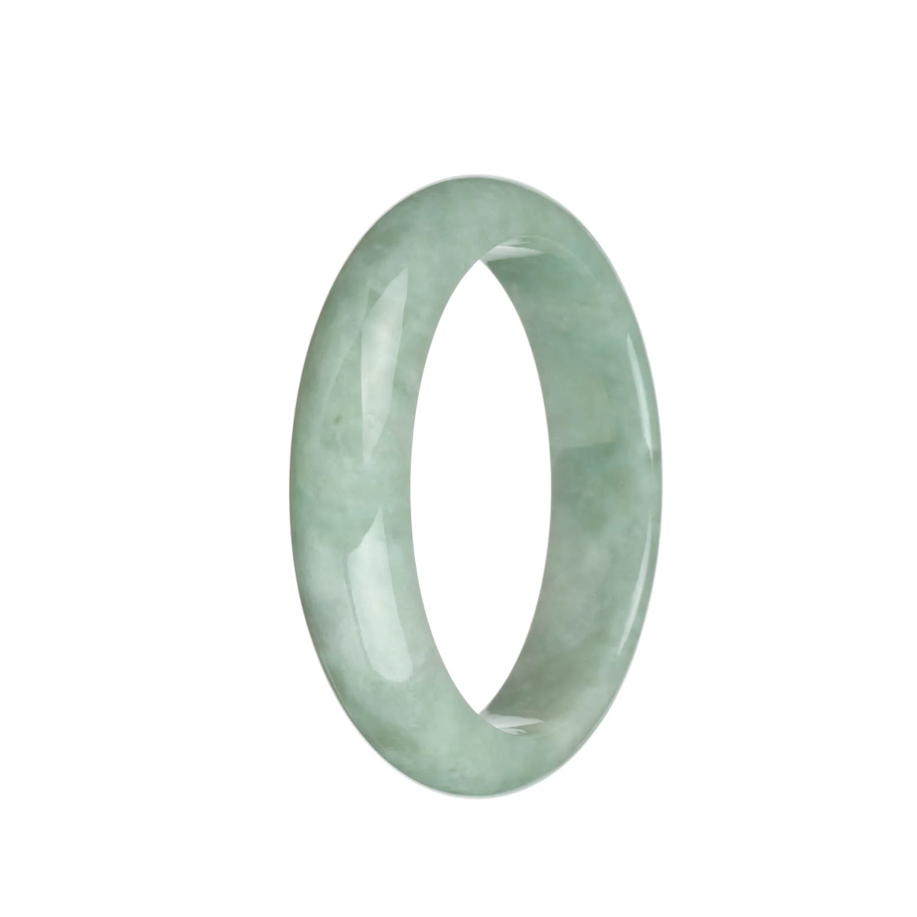 Authentic Grade A Light Green Jadeite Jade Bracelet - 61mm Half Moon - Image 2