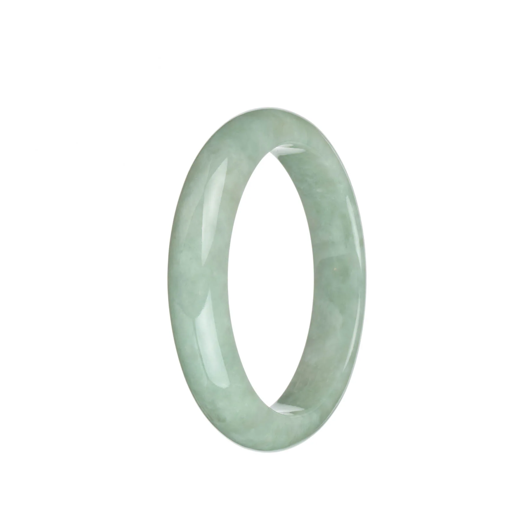 Authentic Natural Pale Green Jadeite Bangle Bracelet - 58mm Half Moon - Image 2