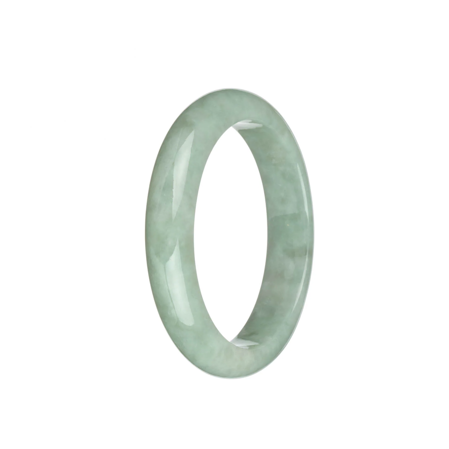 Authentic Natural Pale Green Jadeite Bangle Bracelet - 58mm Half Moon - Image 3
