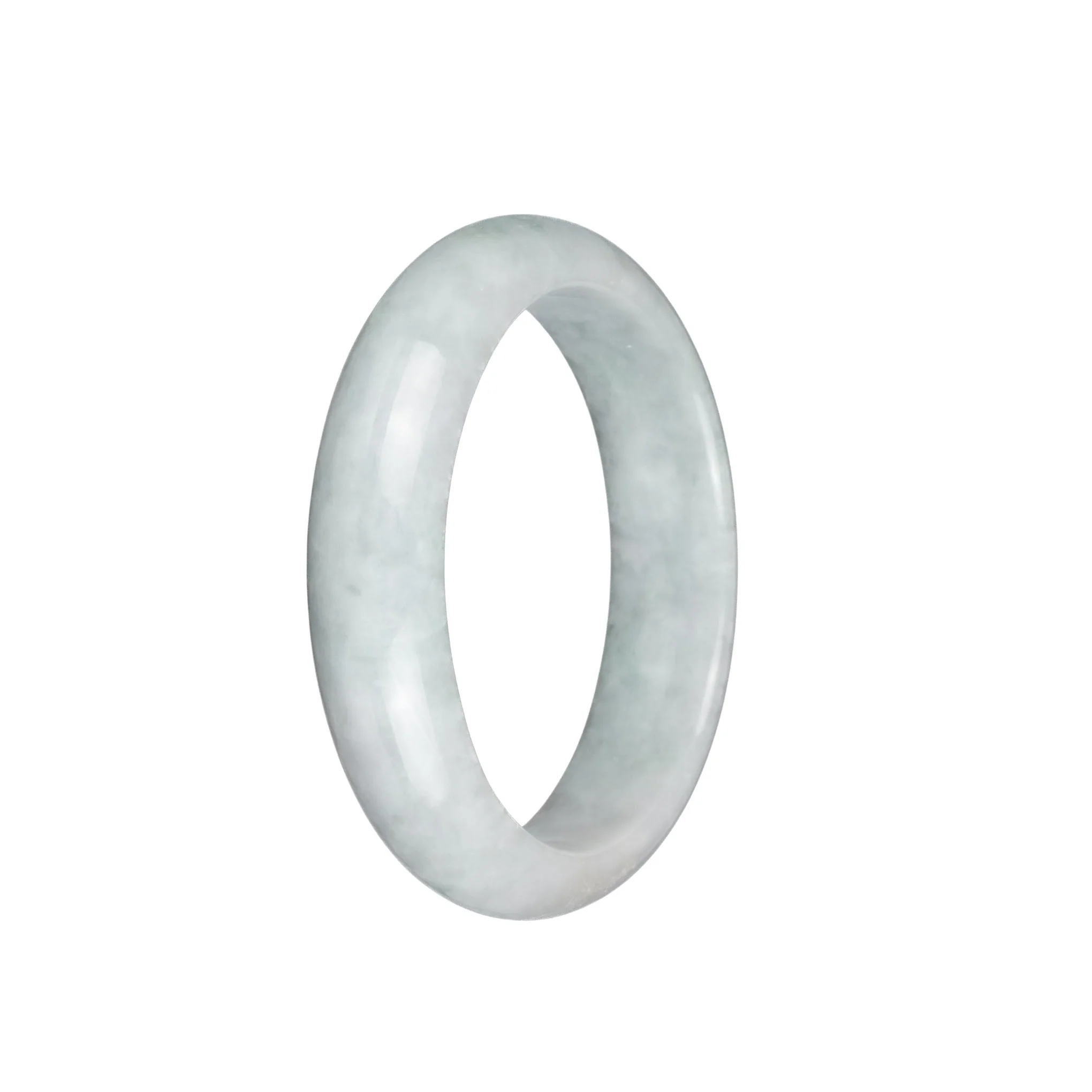 Authentic Natural White with Light Green Spots Jade Bracelet - 55mm Half Moon - Image 2