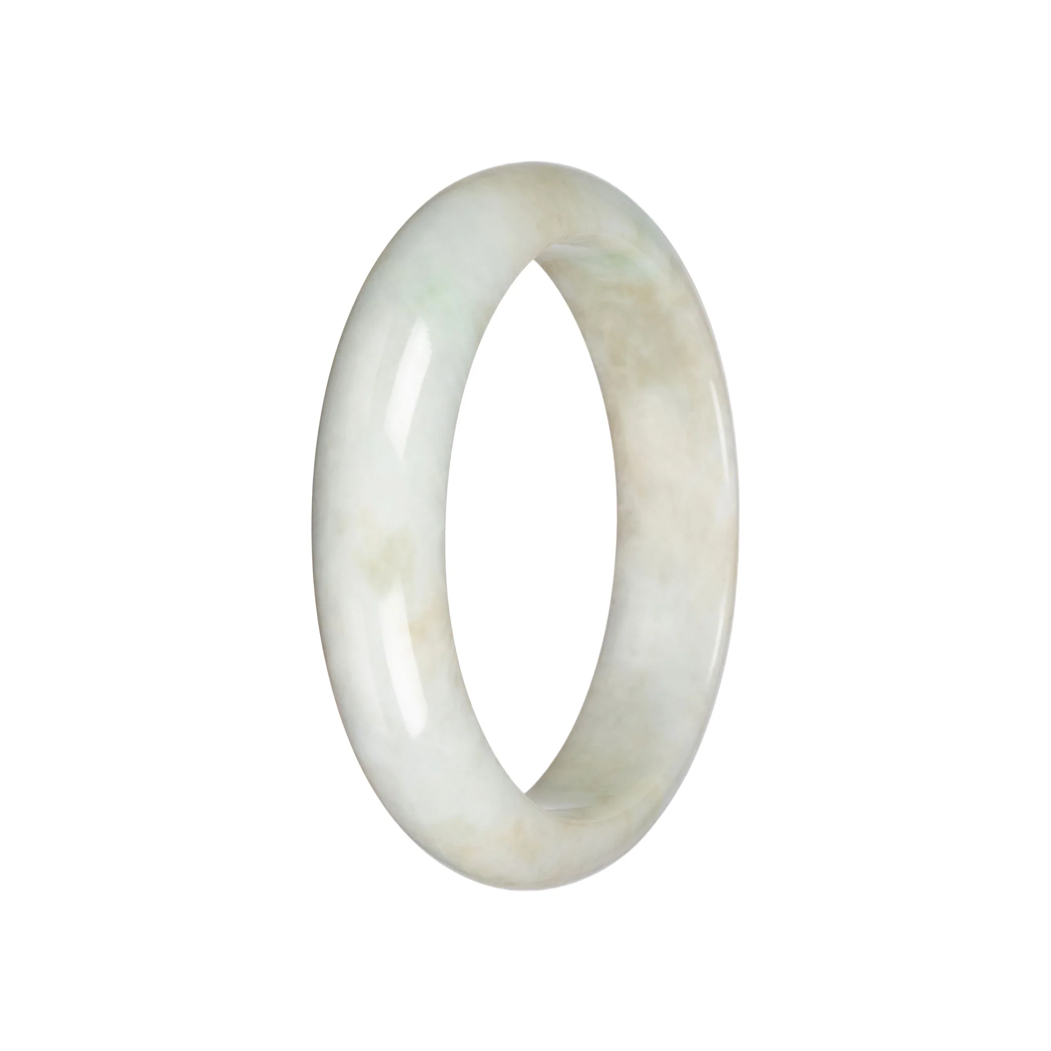 Authentic Pale Green Burmese Jade Bangle - 59mm Half Moon - Image 3