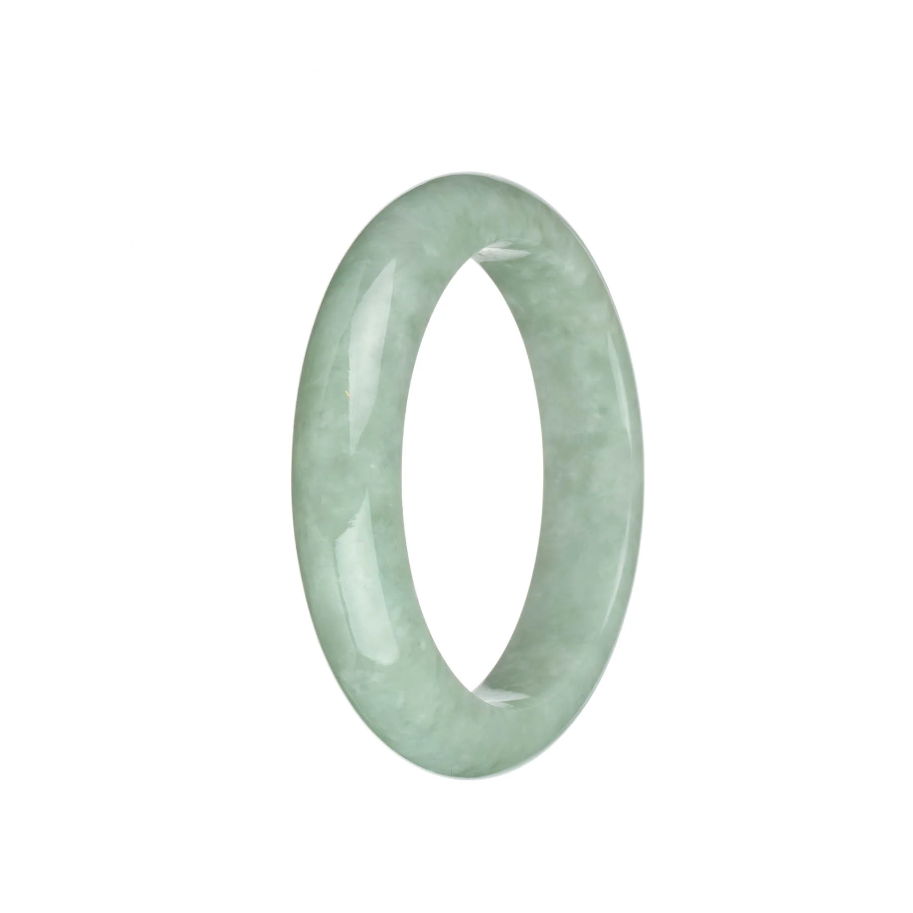 Authentic Type A Light Green Burmese Jade Bracelet - 58mm Half Moon - Image 2