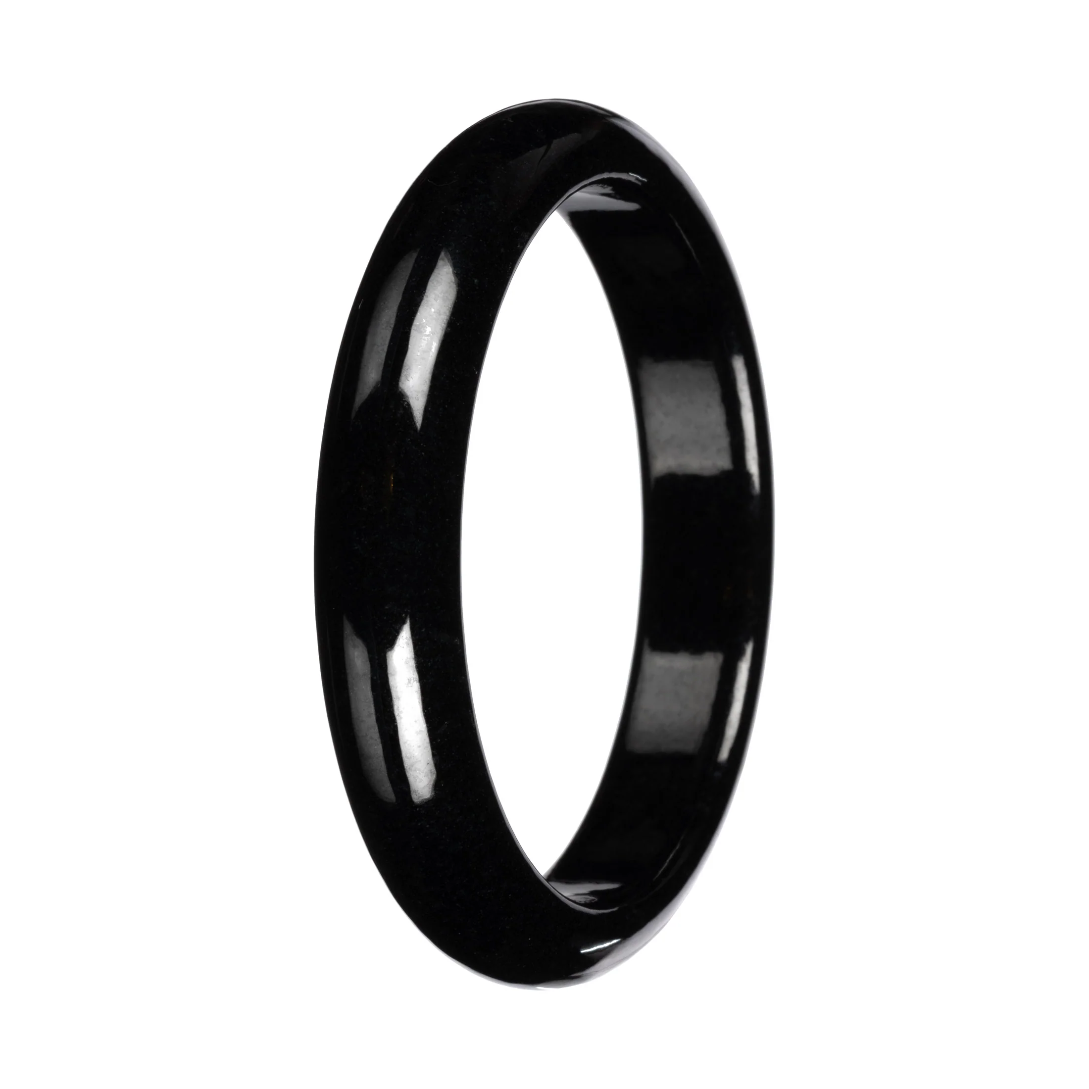 Black Jade Bangle Bracelet – 'The Midnight' Half Moon (54mm–61mm)