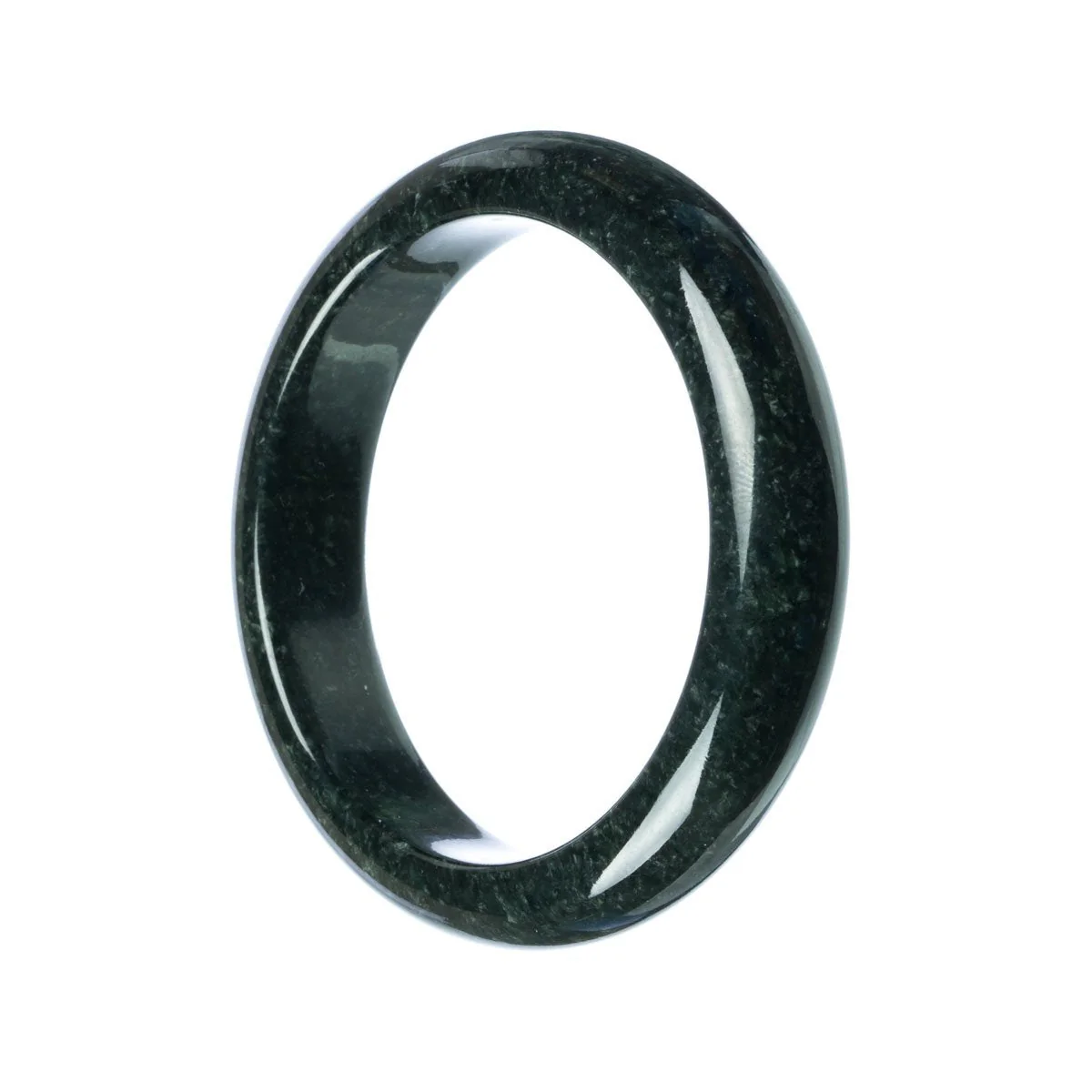 Genuine Grade A Black Burma Jade Bangle Bracelet - 63mm Half Moon - Image 2