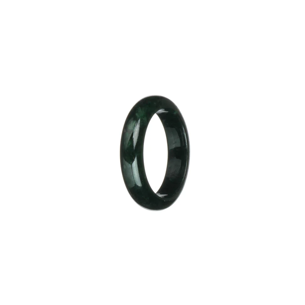 Real Black with Deep Green Jadeite Jade Band - US 9 - Image 2