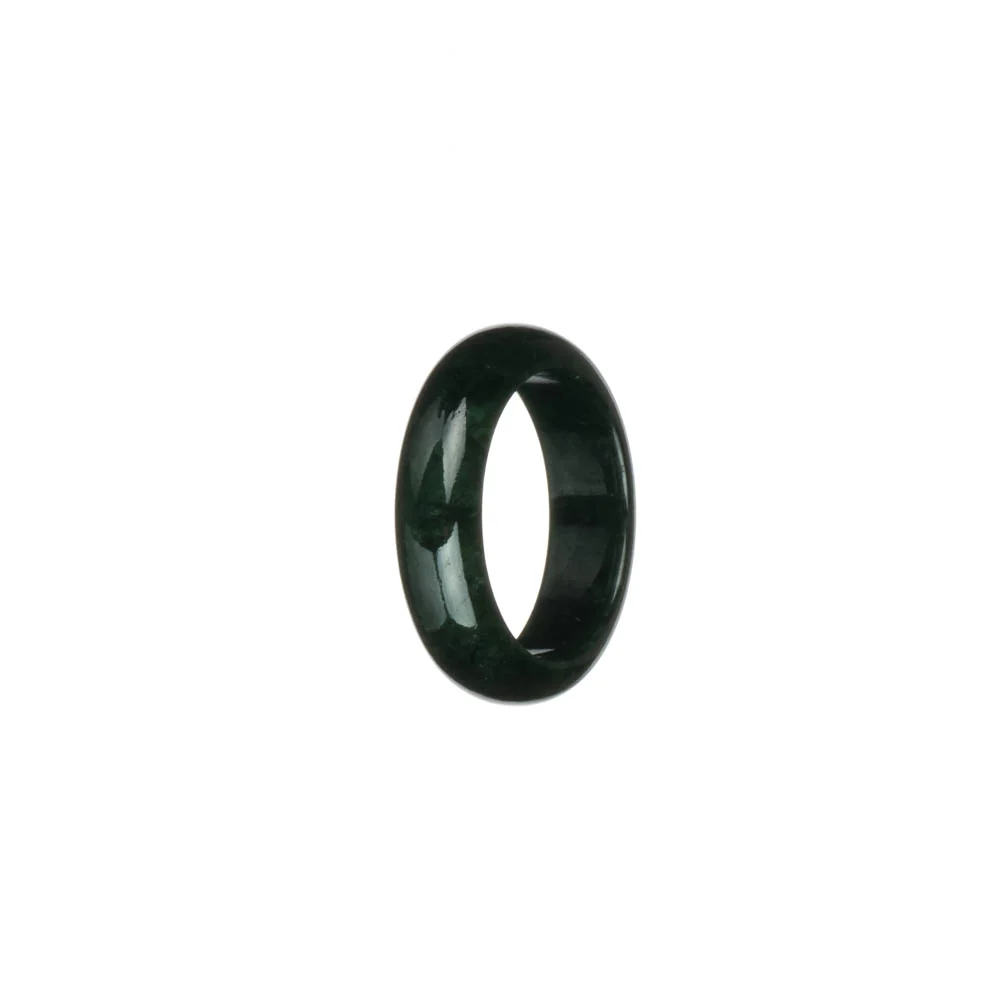 Certified Black with Deep Green Burma Jade Ring - US 9