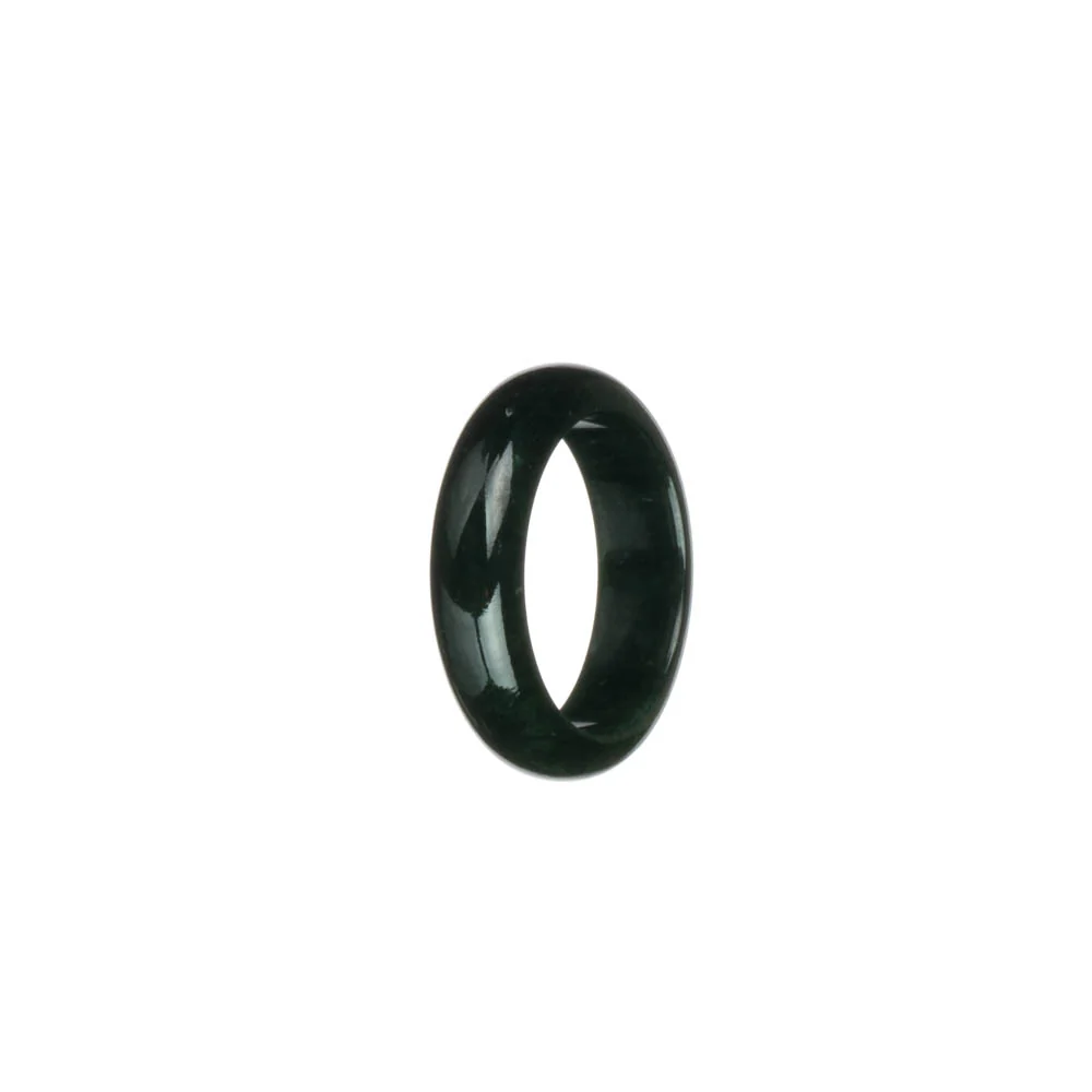 Certified Black with Deep Green Burma Jade Ring - US 9 - Image 2