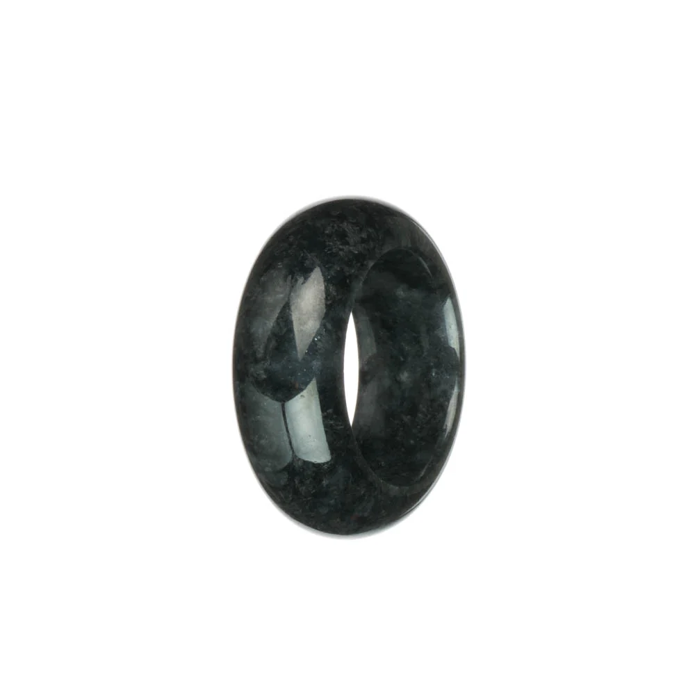 Real Black with Grey Burma Jade Thumb Ring - US 11.5 - Image 2