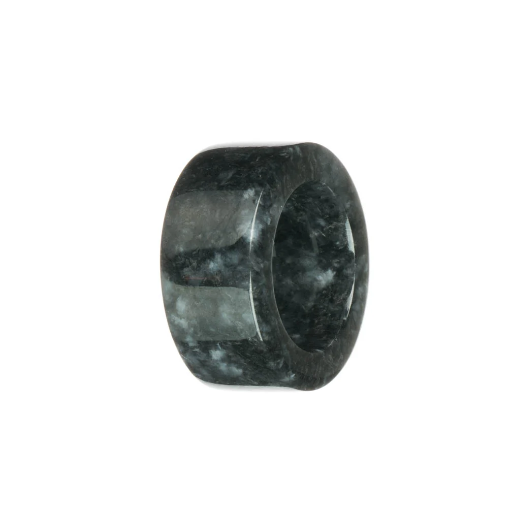 Real Black with Grey Burma Jade Band - US 11 - Image 3