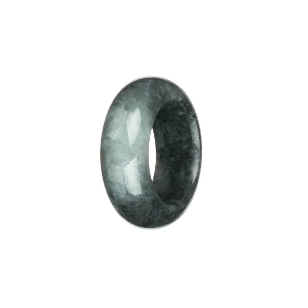 Authentic Black with Grey Jadeite Jade Ring - US 11.5 - Image 3