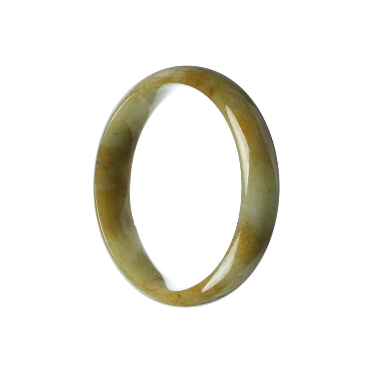 Real Type A Brown Burma Jade Bracelet - 57mm Half Moon