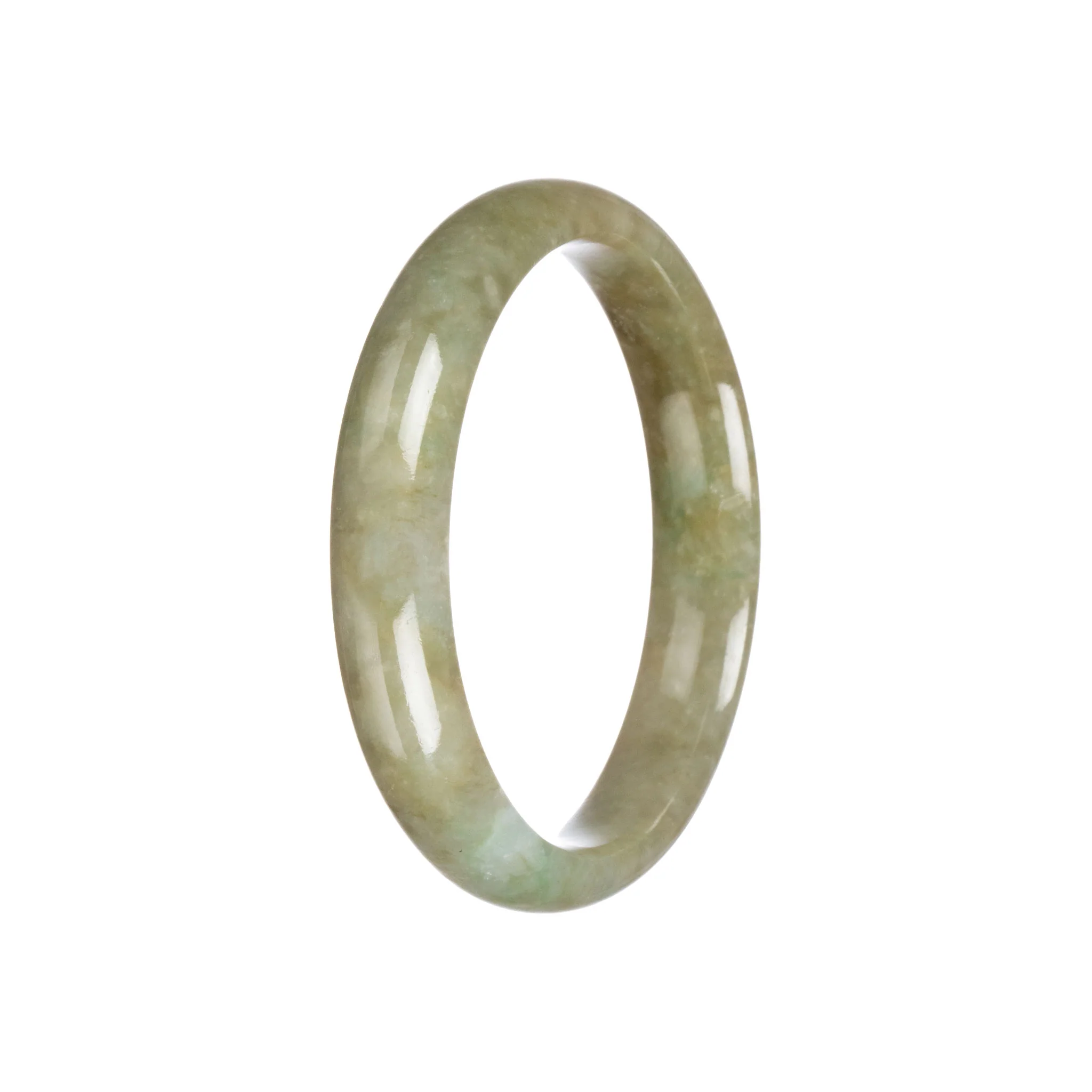 Authentic Grade A Brownish Green Burmese Jade Bangle Bracelet - 58mm Half Moon - Image 2