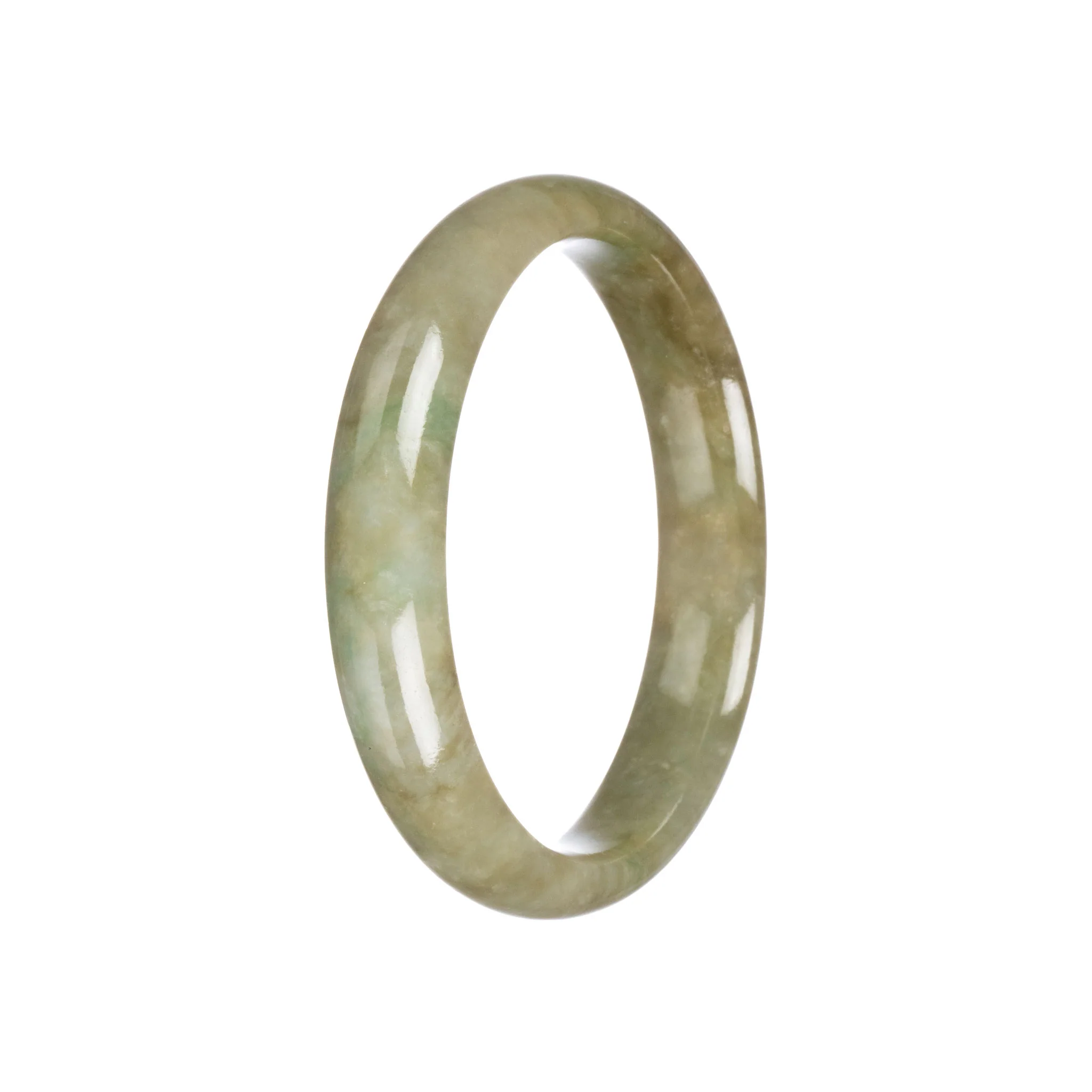 Authentic Grade A Brownish Green Burmese Jade Bangle Bracelet - 58mm Half Moon - Image 4
