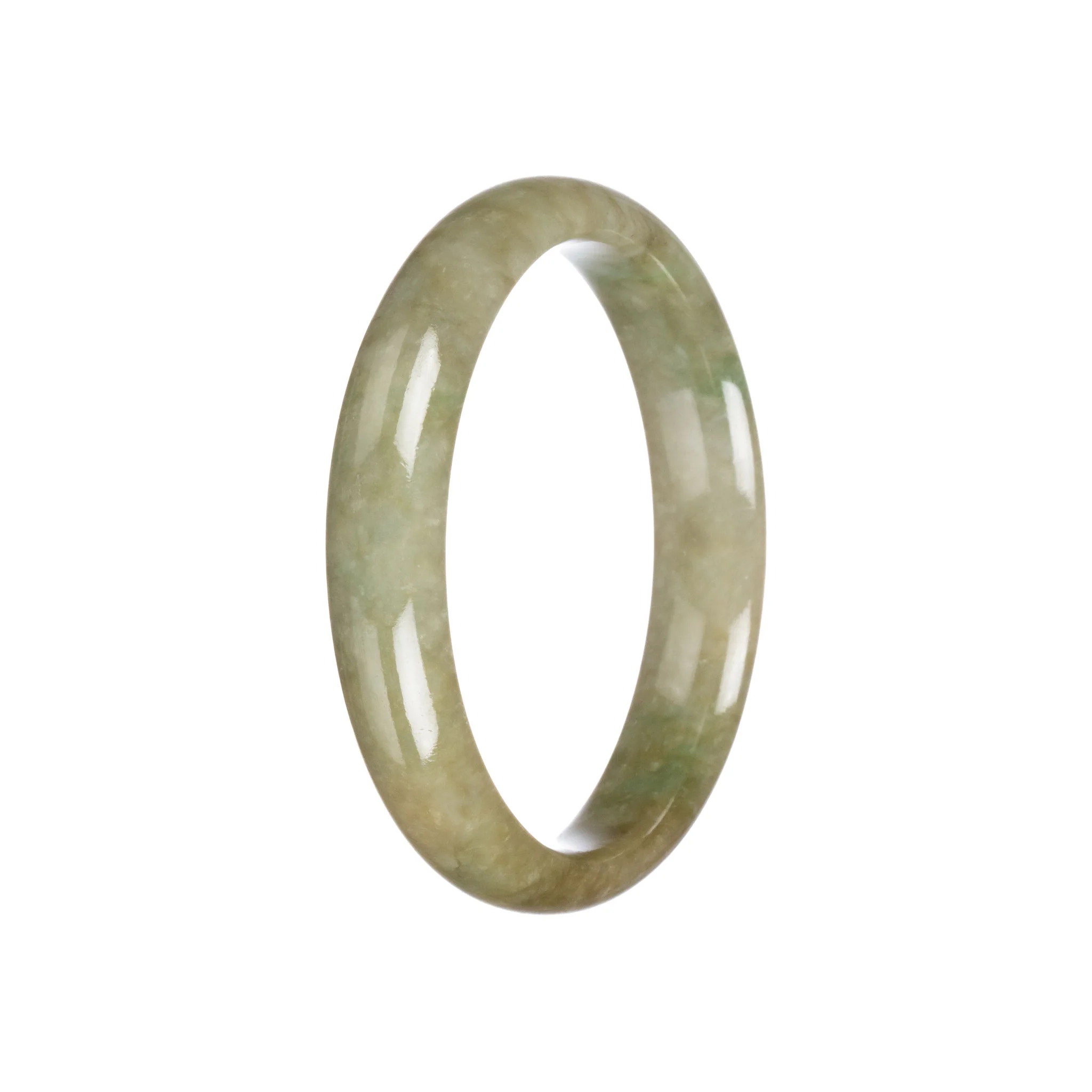 Authentic Grade A Brownish Green Burmese Jade Bangle Bracelet - 58mm Half Moon - Image 5