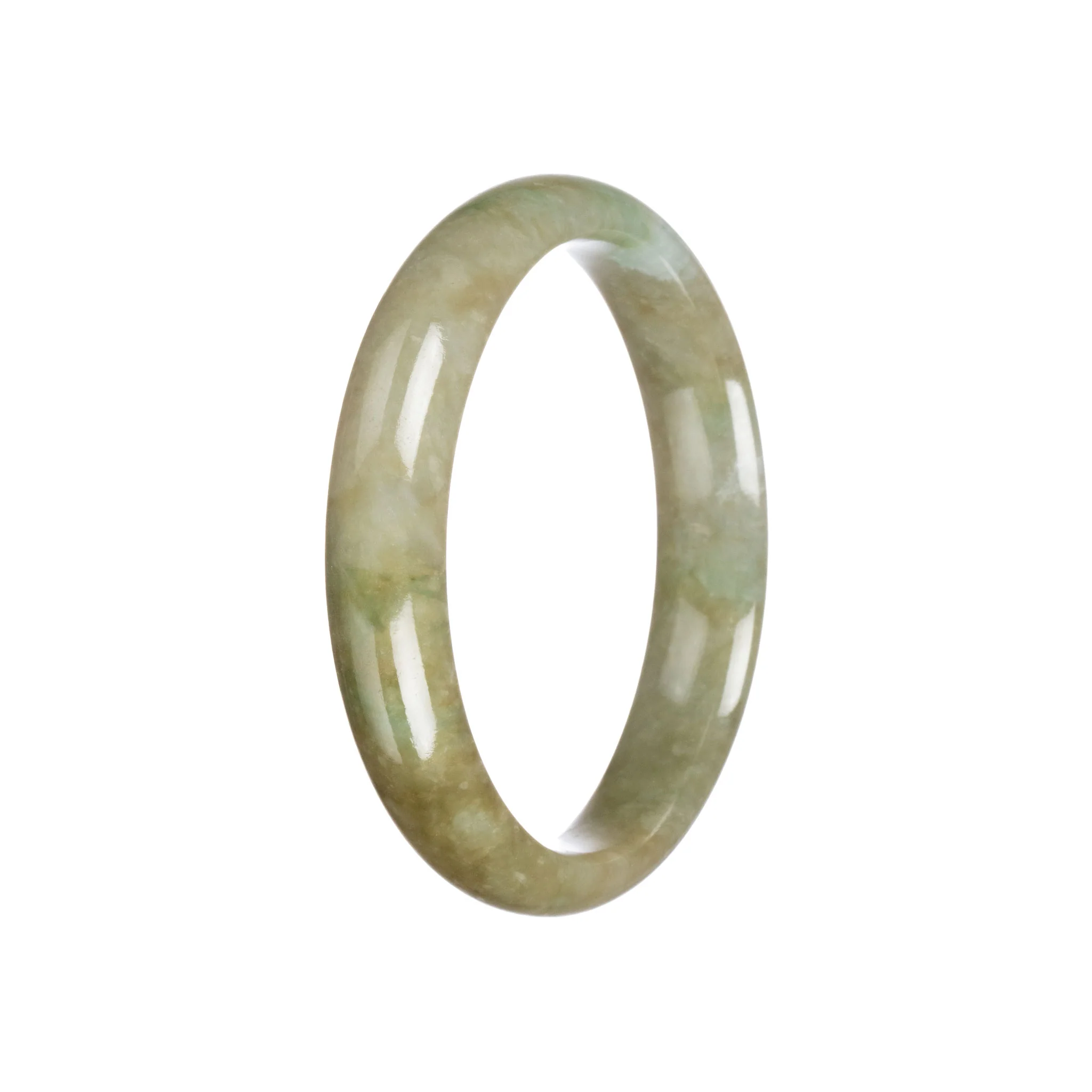 Authentic Grade A Brownish Green Burmese Jade Bangle Bracelet - 58mm Half Moon - Image 6