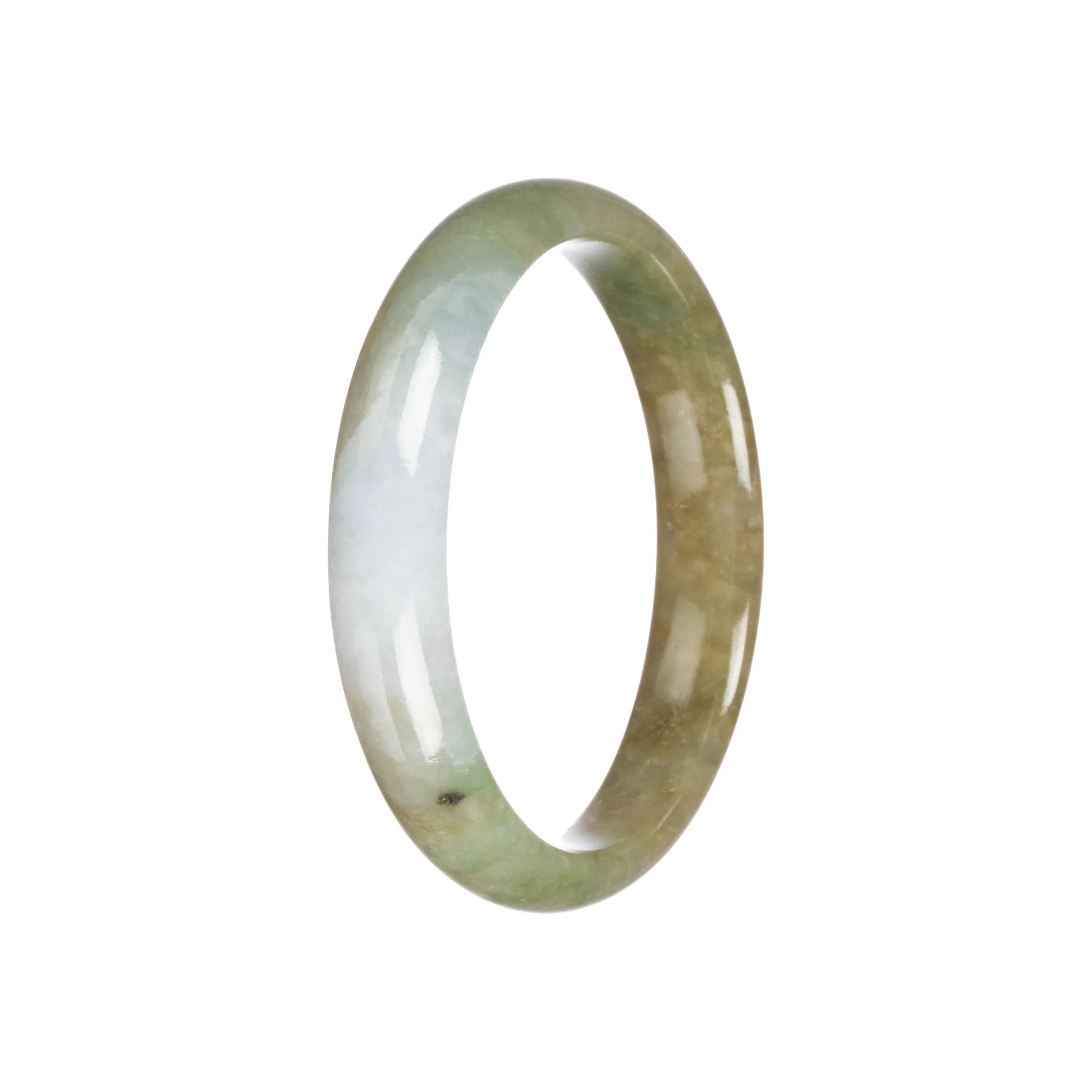 Certified Natural Brownish Green Jade Bangle Bracelet - 58mm Half Moon - Image 3