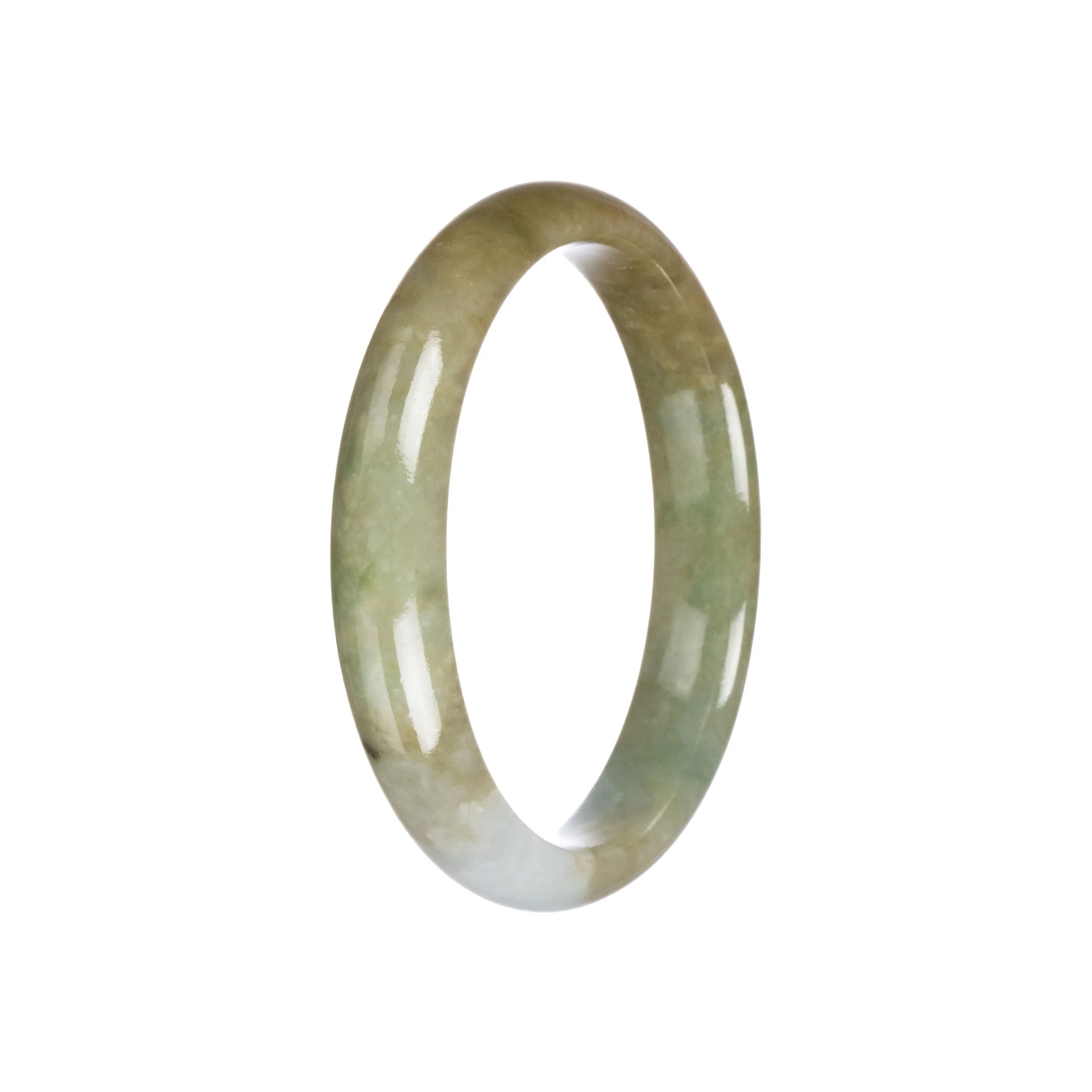 Certified Natural Brownish Green Jade Bangle Bracelet - 58mm Half Moon - Image 4