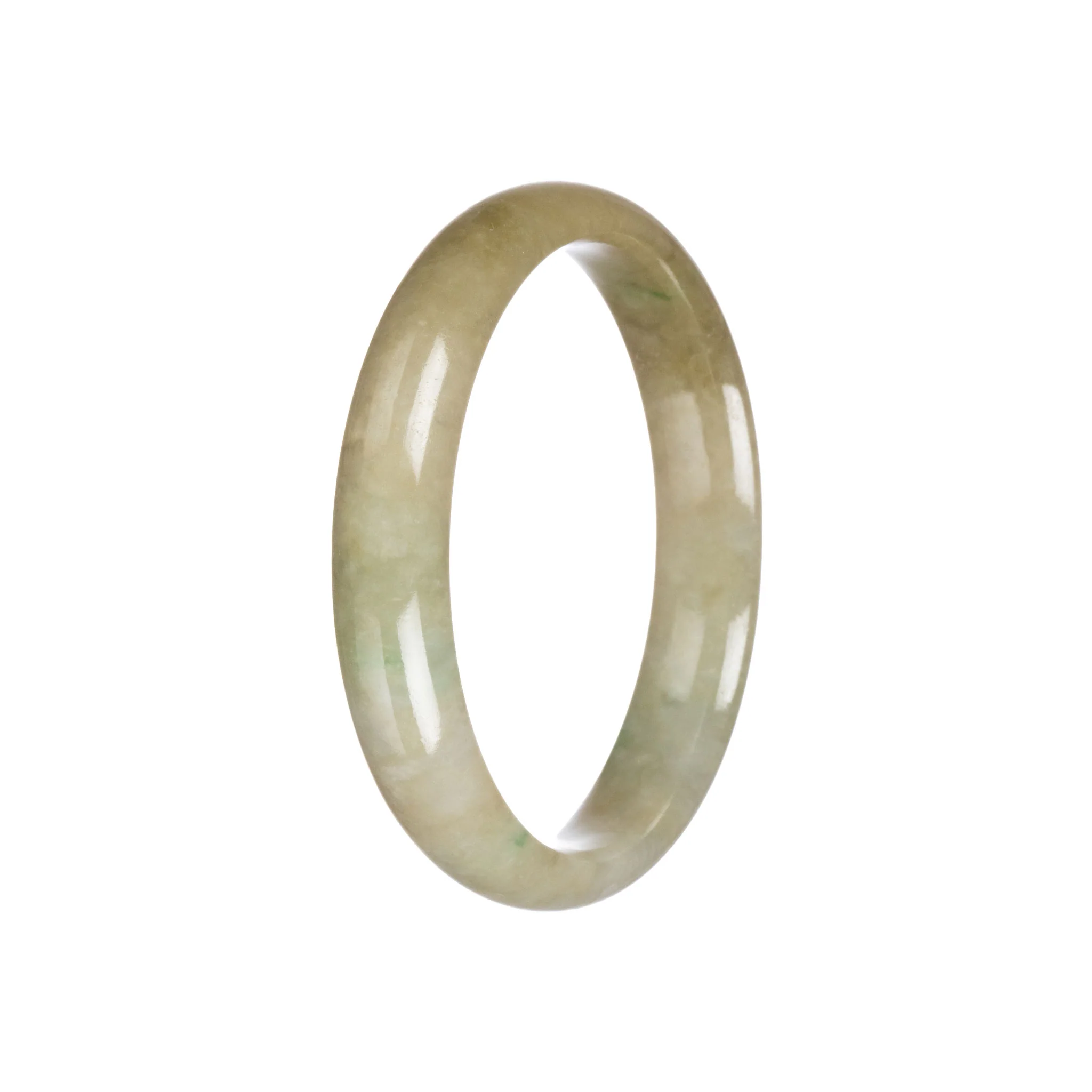 Genuine Untreated Brownish Green Traditional Jade Bangle Bracelet - 59mm Half Moon - Image 3