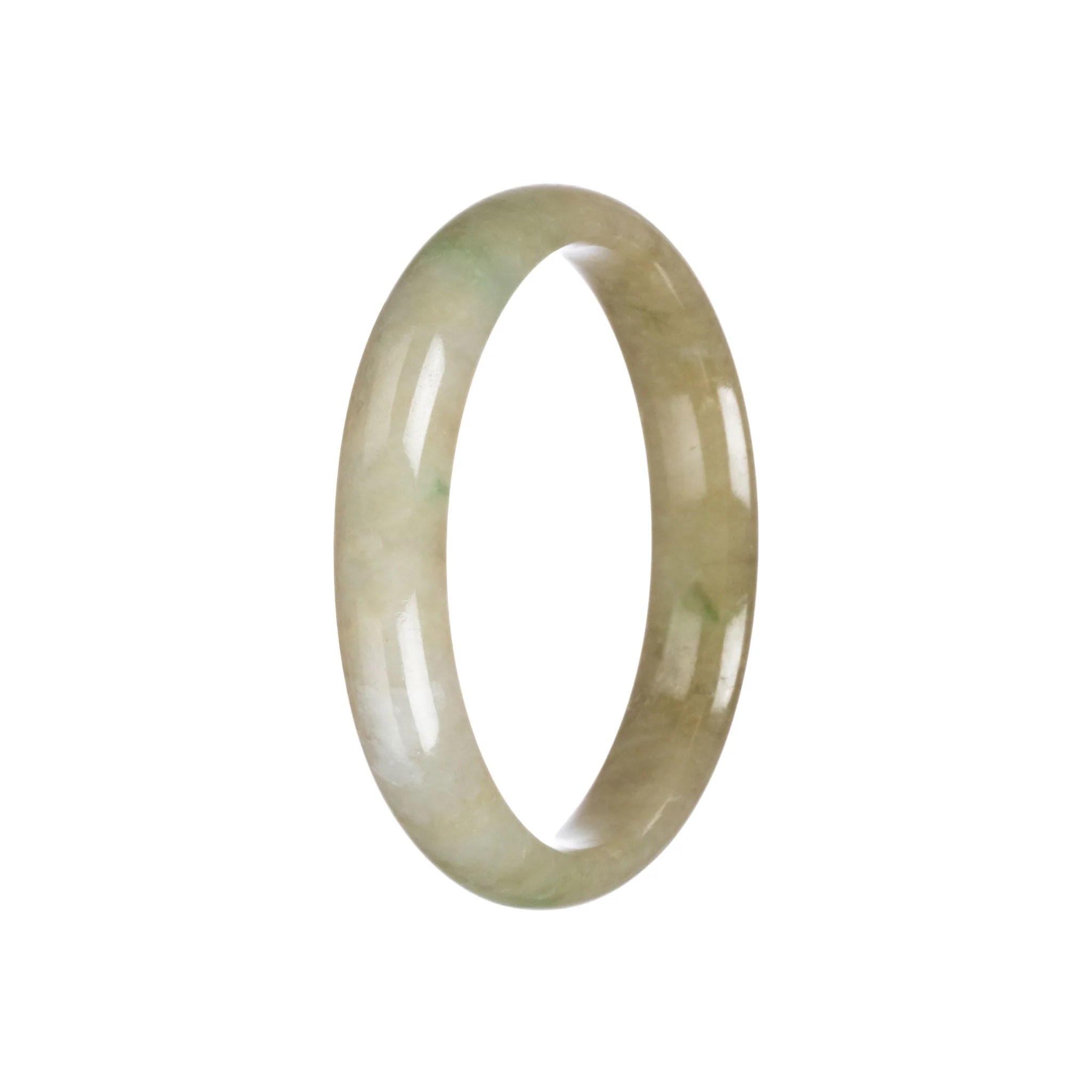 Genuine Untreated Brownish Green Traditional Jade Bangle Bracelet - 59mm Half Moon - Image 4