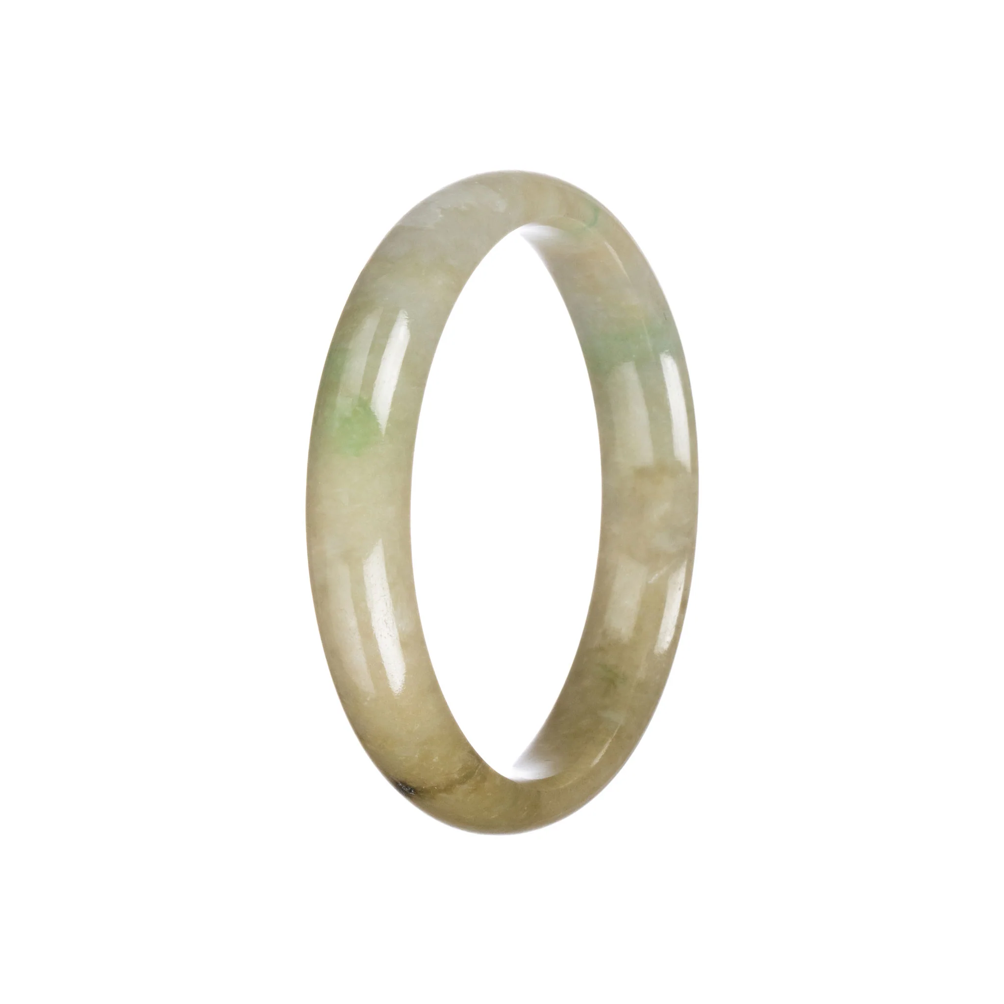 Genuine Untreated Brownish Green Traditional Jade Bangle Bracelet - 59mm Half Moon - Image 5