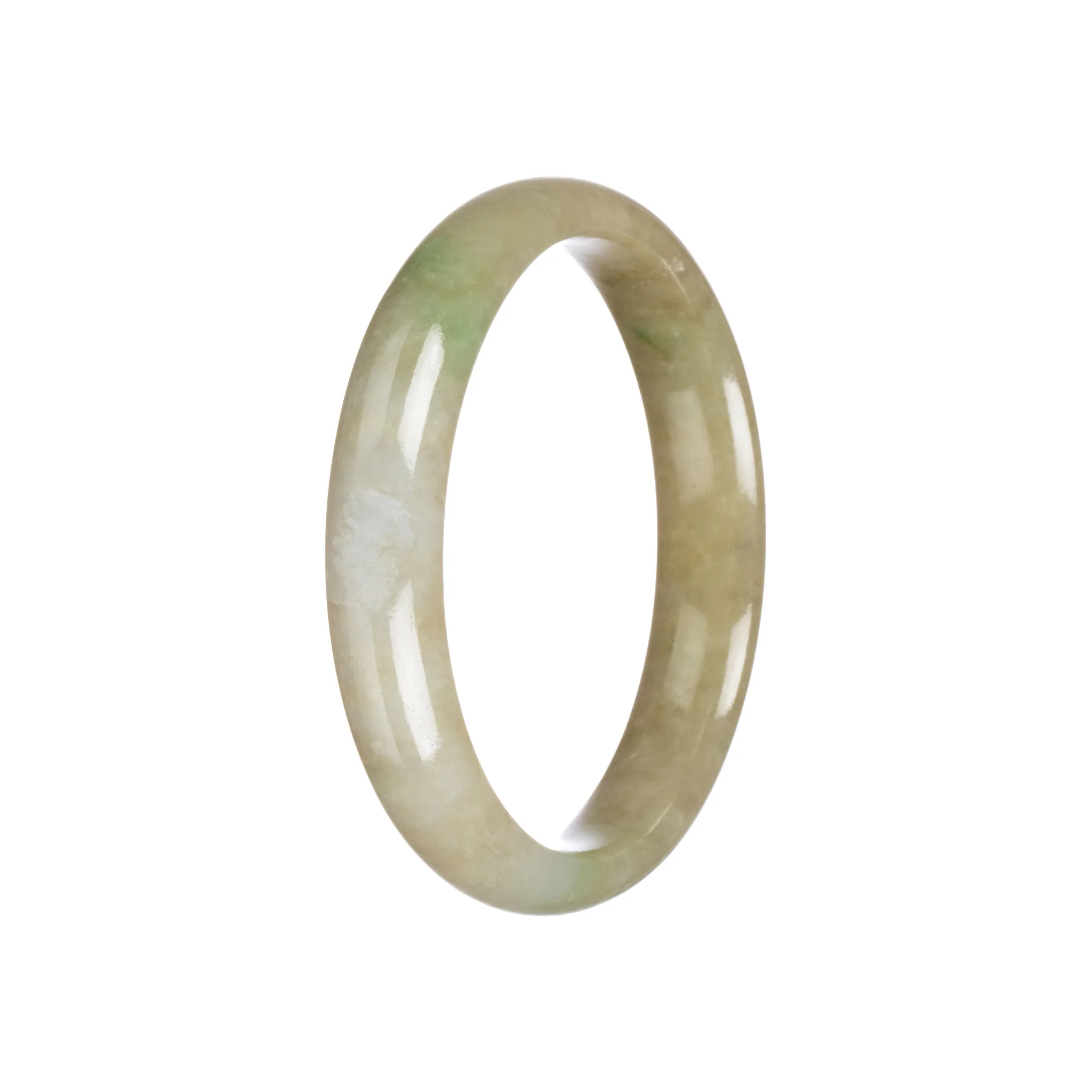 Genuine Untreated Brownish Green Traditional Jade Bangle Bracelet - 59mm Half Moon - Image 6