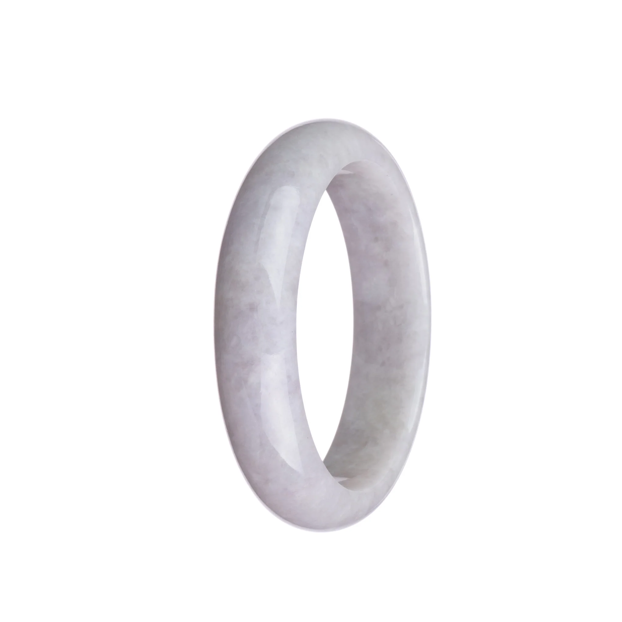 Genuine Untreated Lavender Jadeite Jade Bangle - 58mm Half Moon - Image 2