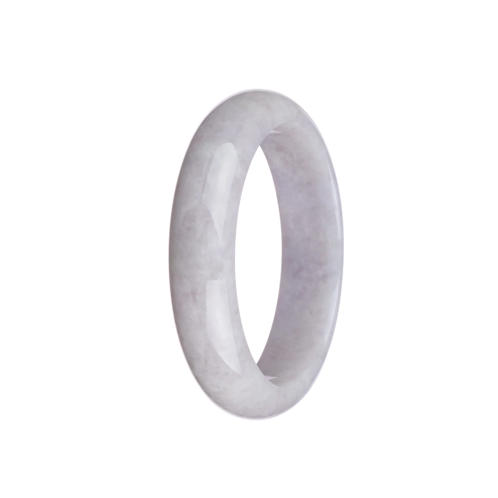 Genuine Untreated Lavender Jadeite Jade Bangle - 58mm Half Moon - Image 3