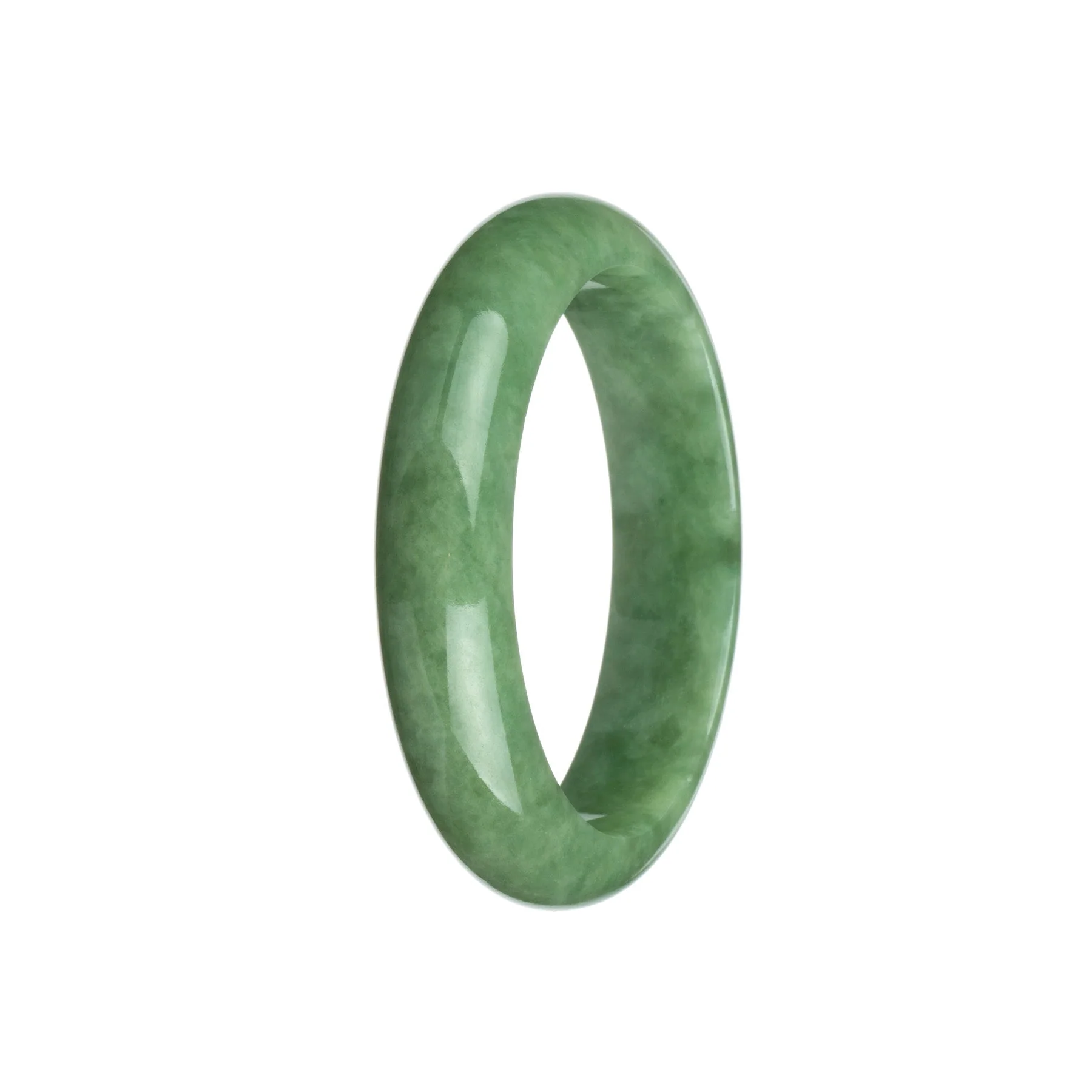 Certified Grade A Green Jadeite Jade Bangle - 57mm Half Moon
