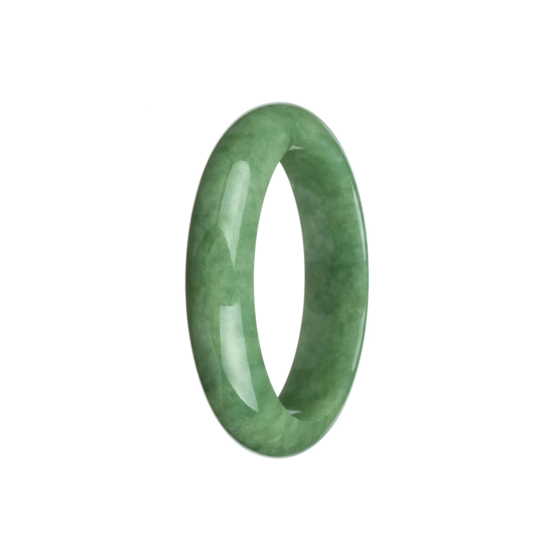 Certified Grade A Green Jadeite Jade Bangle - 57mm Half Moon - Image 2