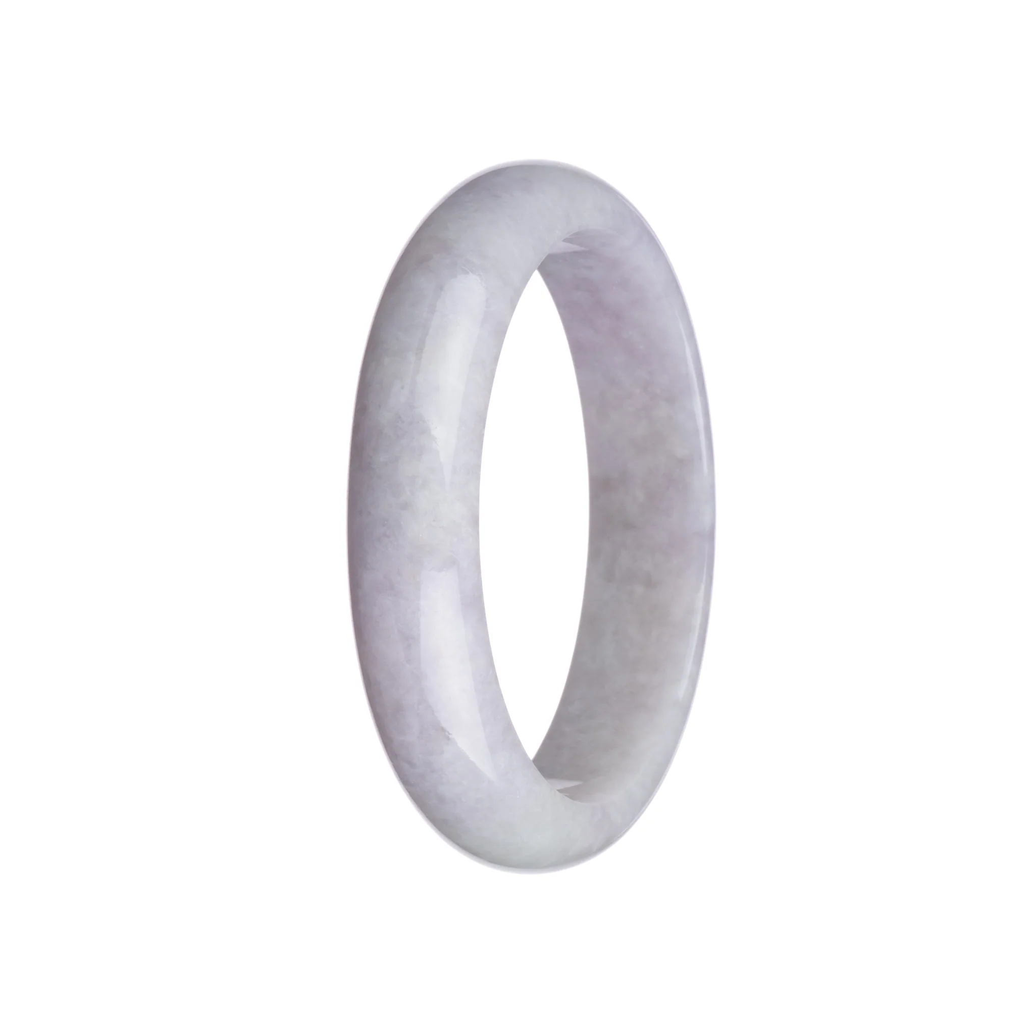 Certified Grade A Lavender Jadeite Jade Bracelet - 61mm Half Moon - Image 2