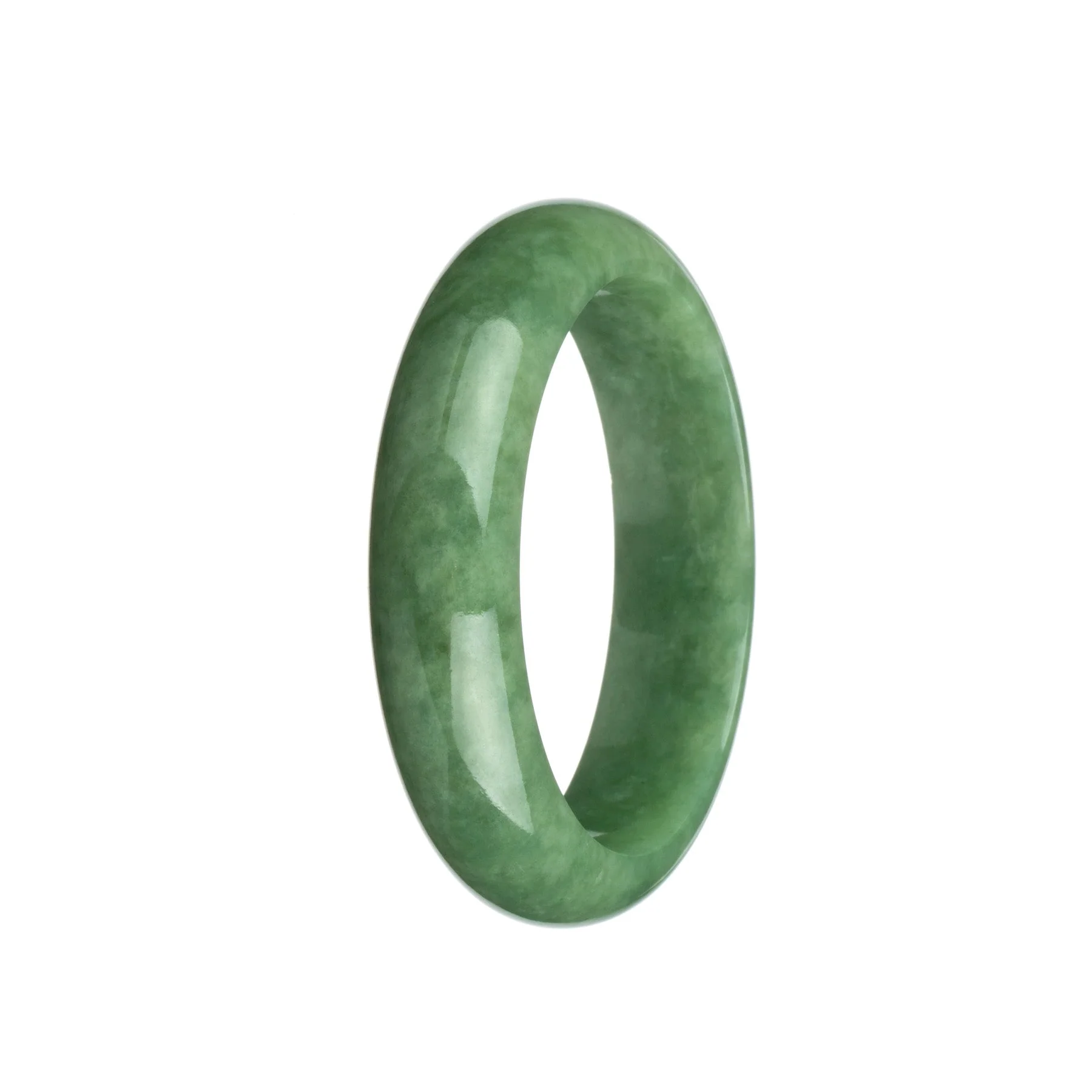 Real Grade A Green Jade Bangle - 58mm Half Moon - Image 2