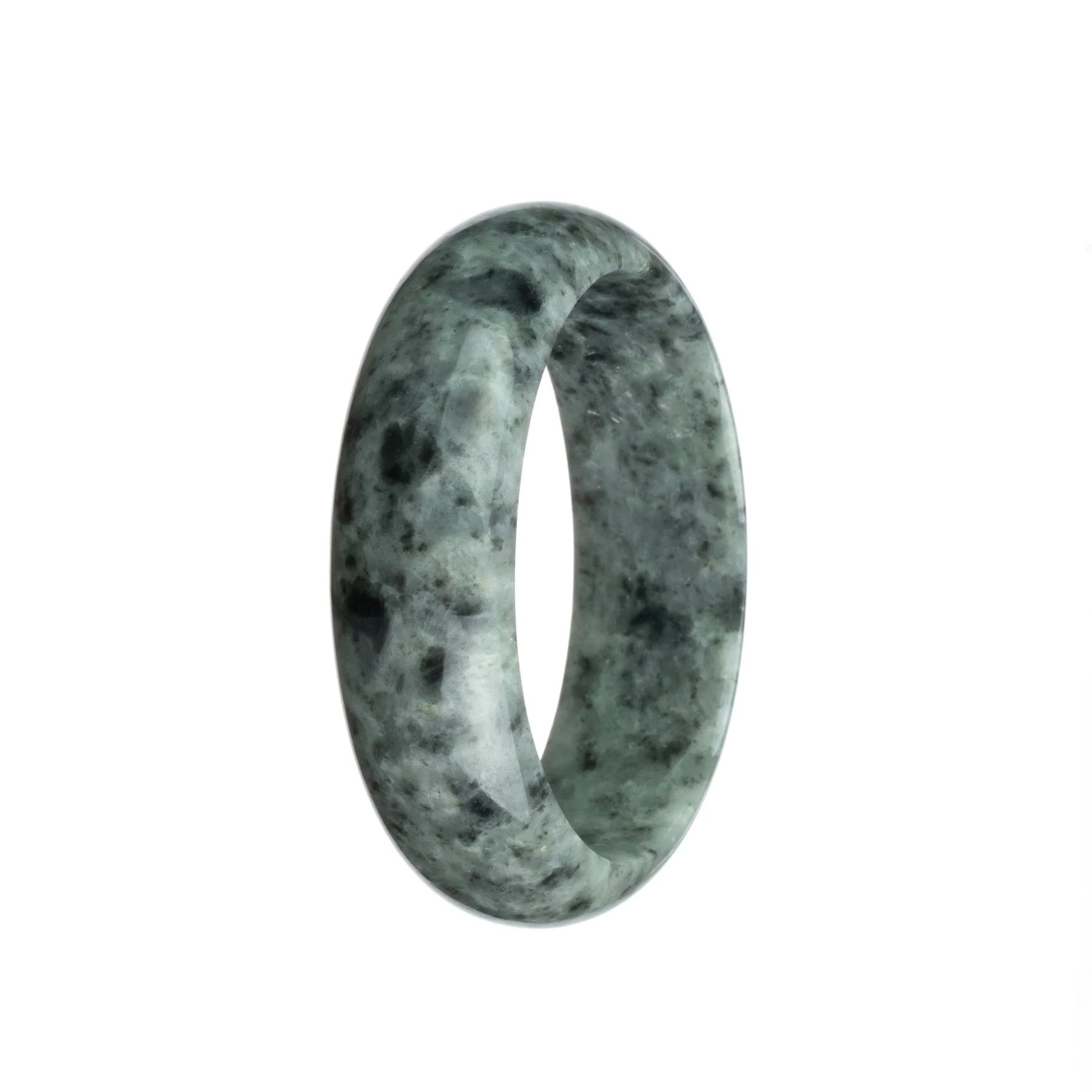Genuine Grade A Grey with Spots Jadeite Bracelet - 59mm Half Moon